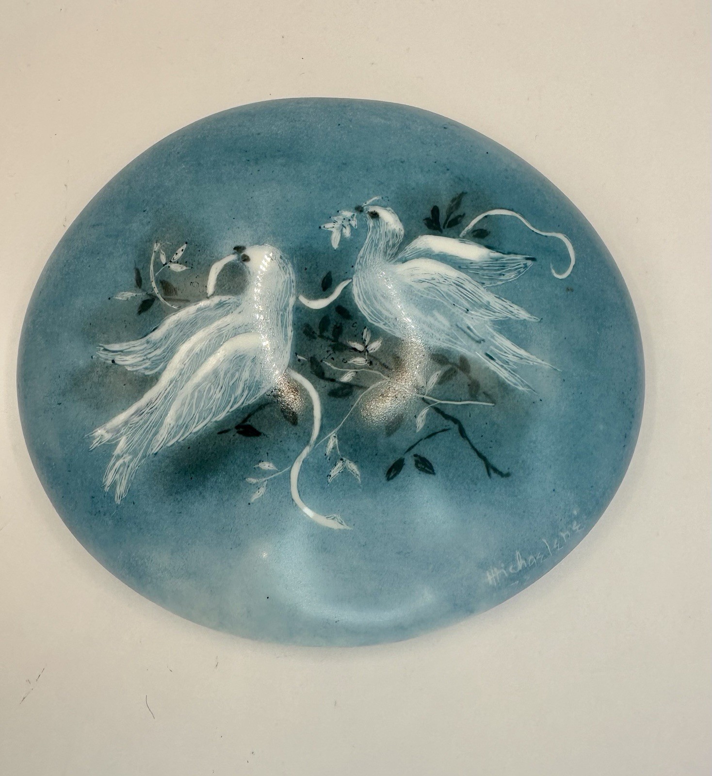 VTG Gerold Porzellan West Germany Bavaria Pillow Vase Wall Pocket Doves SIGNED