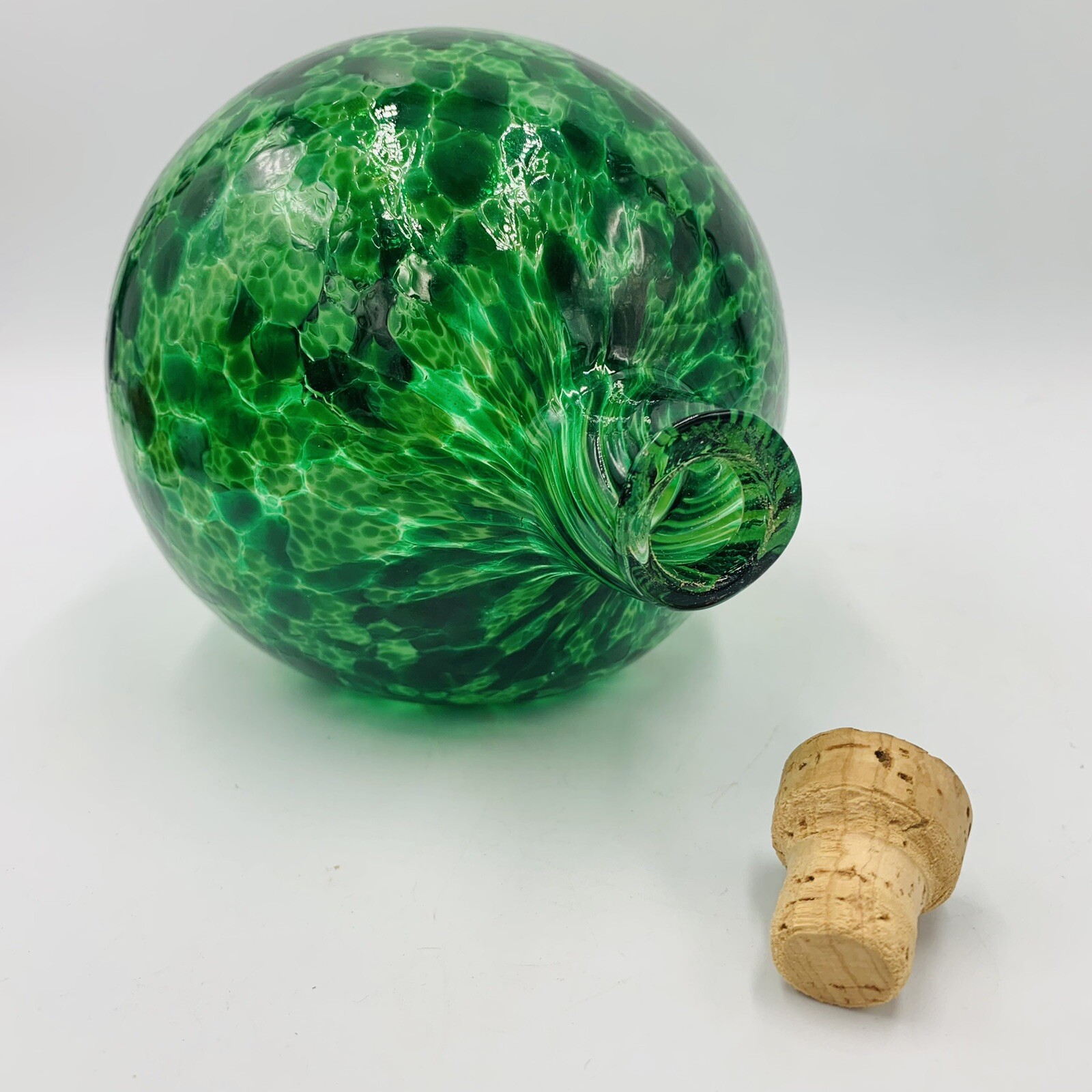 Opal Art Studio Blown Glass Watermelon Squash pumpkin Bottle Orb Signed 2018