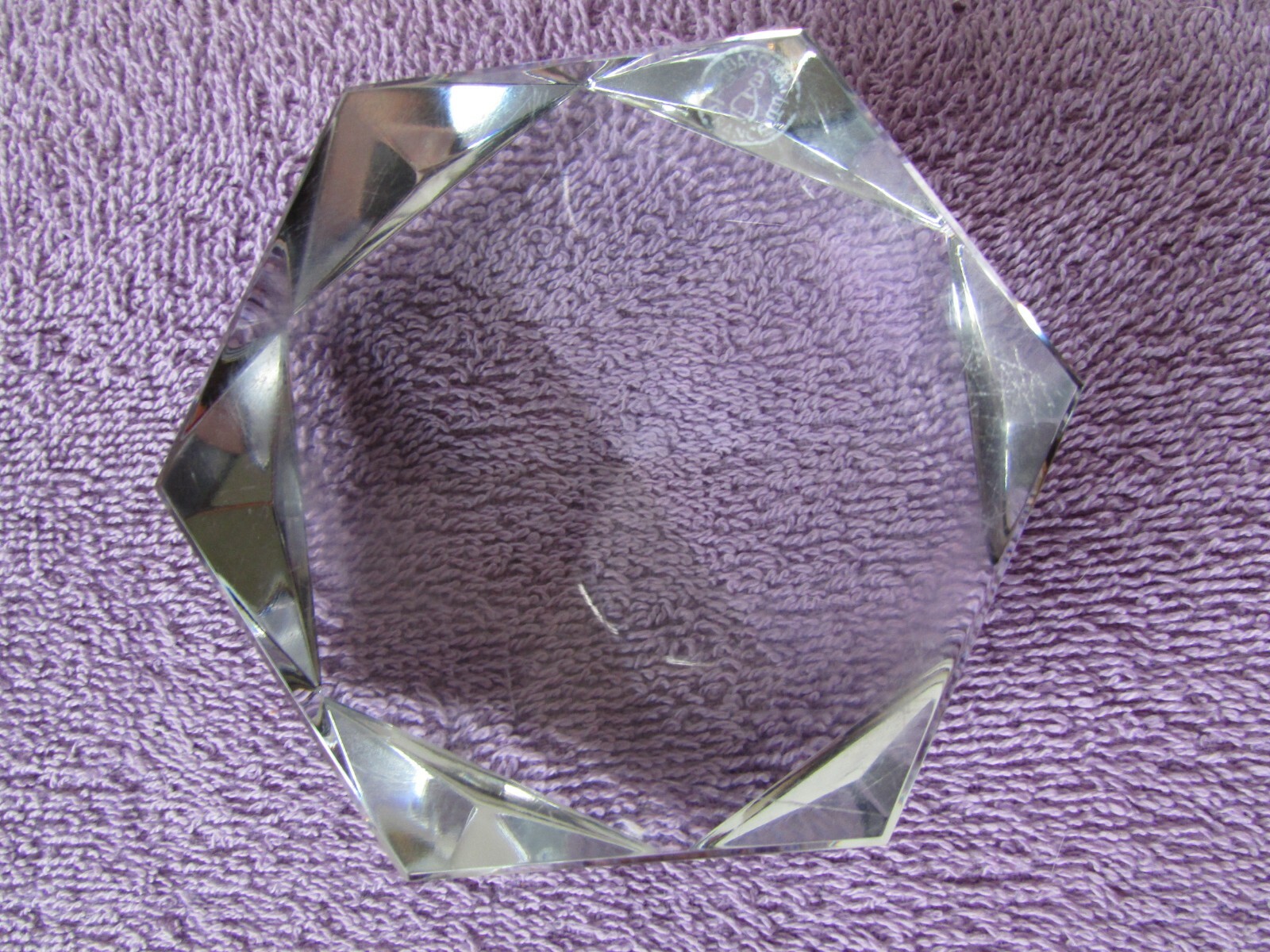 VTG Baccarat France Clear art Glass Crystal Figural Paper Weight FACETED signed