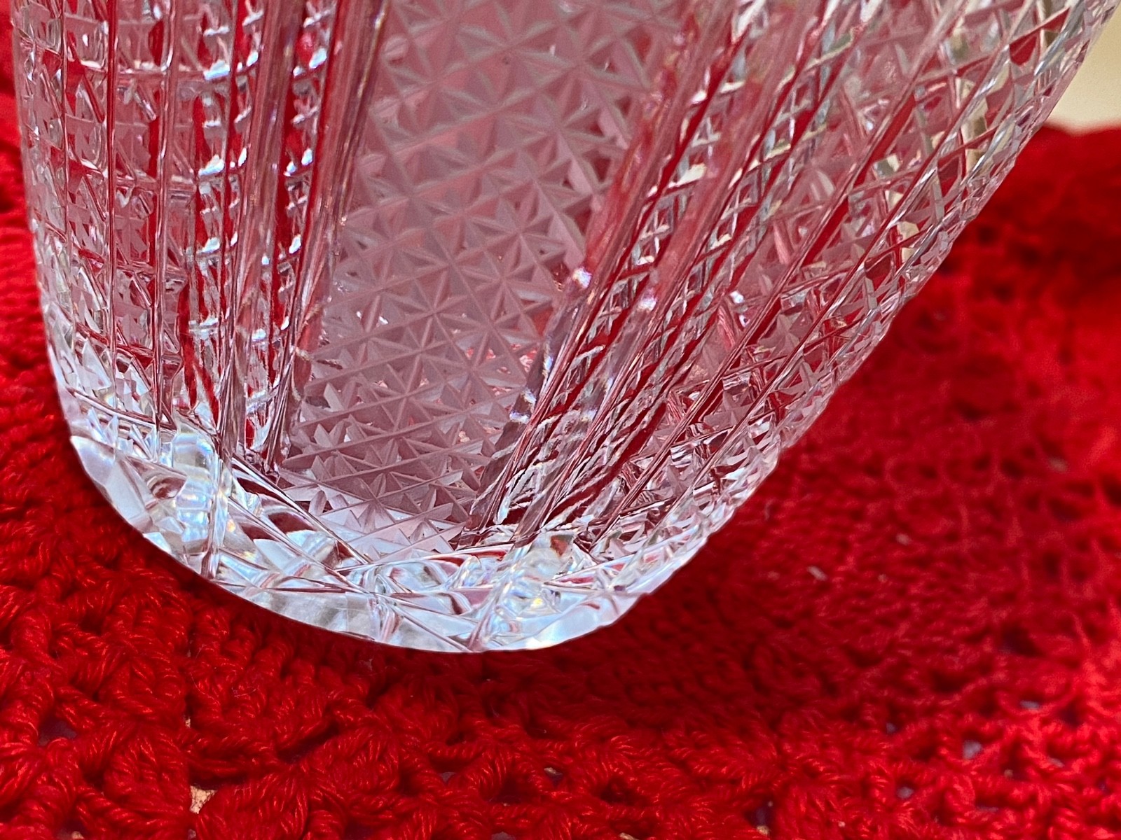 VINTAGE Bohemian Czech Queen’s Lace Cut Crystal Vase 6″ Sawtooth Edge