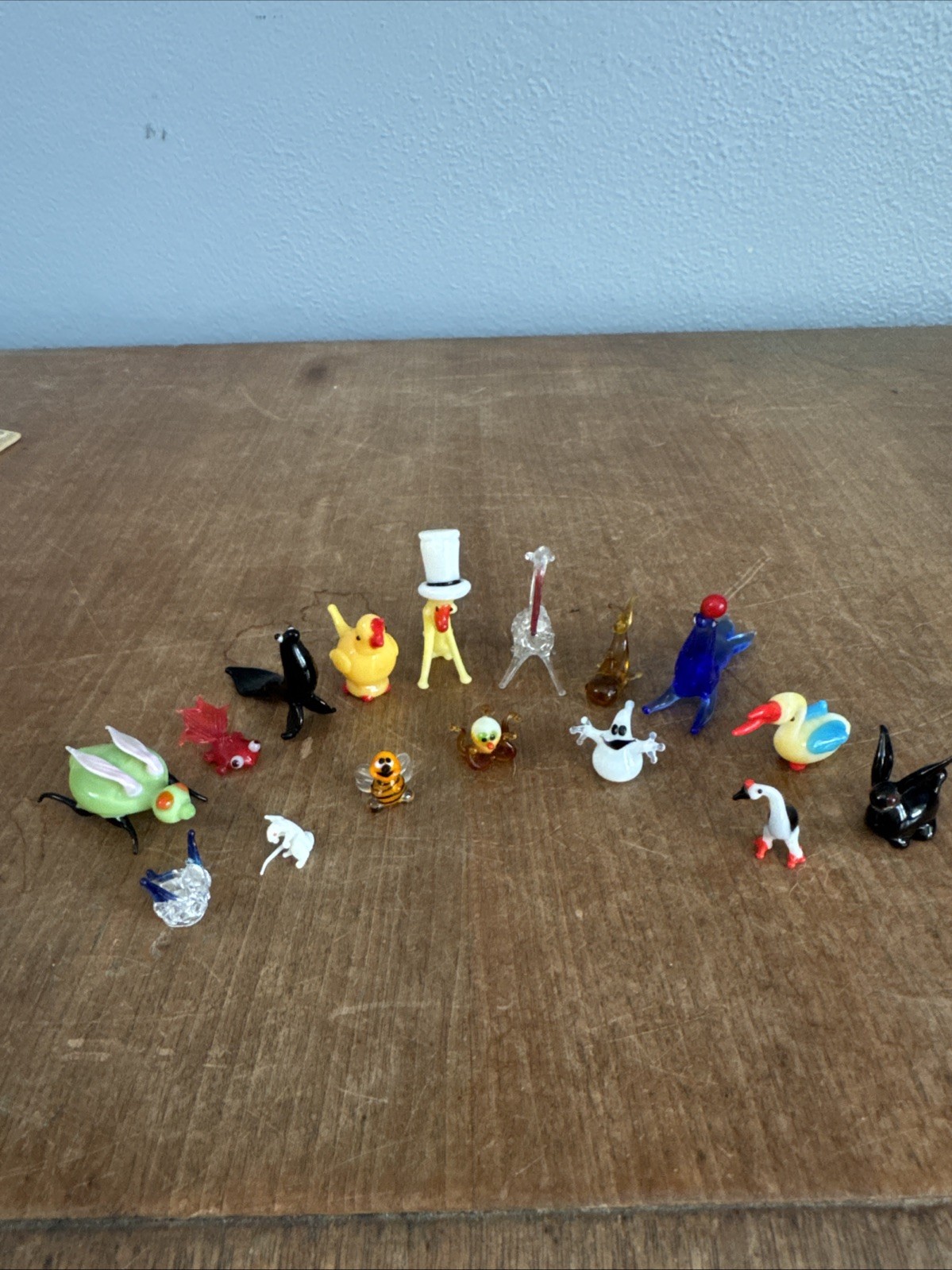 Vintage Lot 16 Hand Blown Glass Animal Figurines Miniature Multi Color