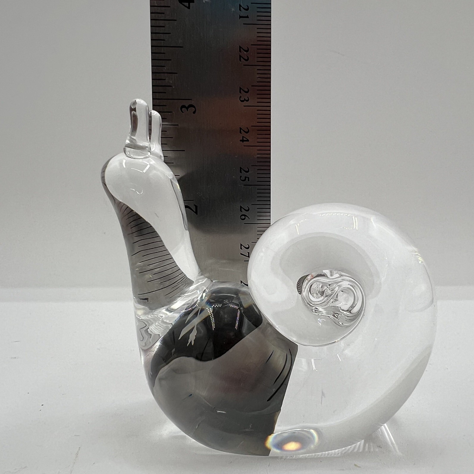 Steuben Vintage Crystal SNAIL Paperweight Hand Cooler Figurine Signed Art Glass