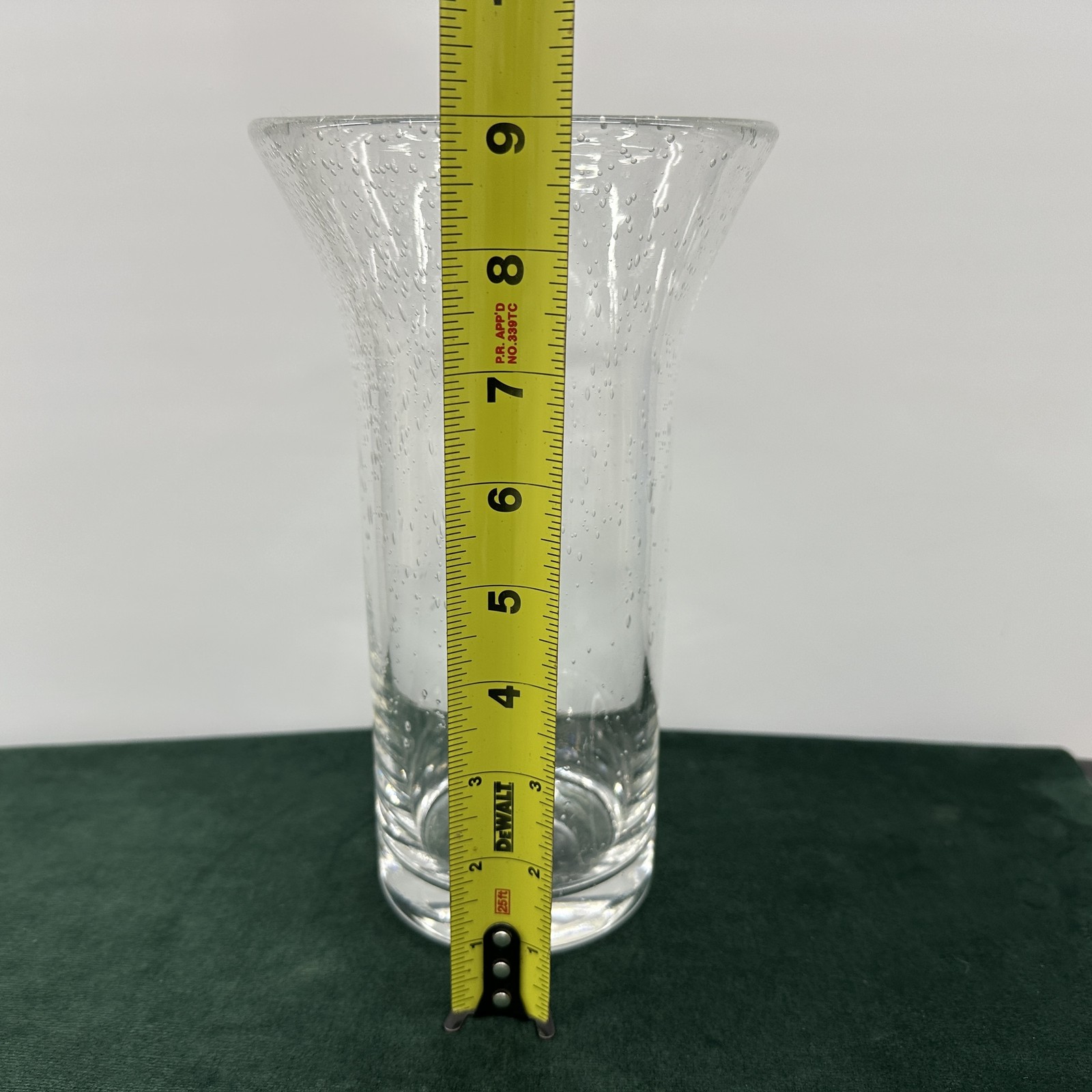 Bohemia Czechoslovakia Seeded Glass Vase Hand Cut Lead Crystal 8.75″ Tall