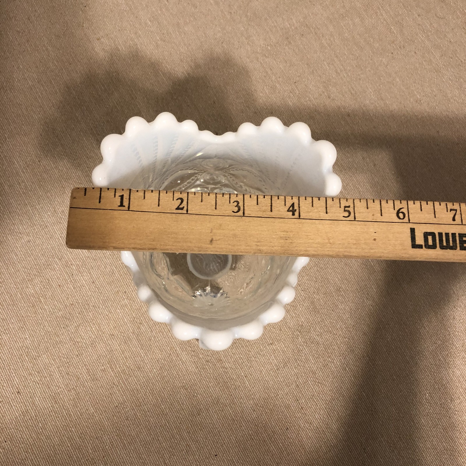Vintage Mosser Milk Glass Eyewinker Patter Opalescent Vase Excellent Condition