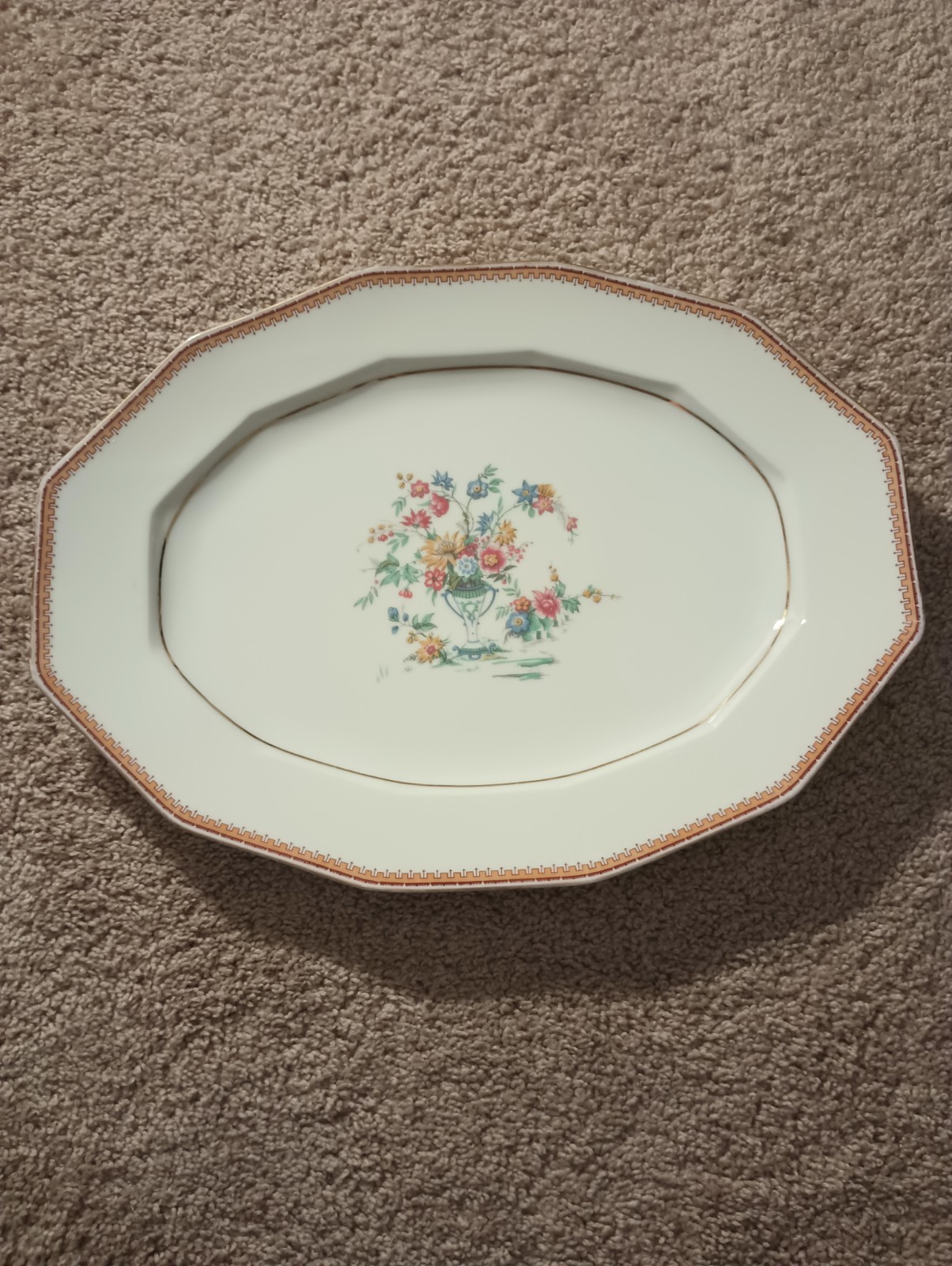 Charles Ahrenfeldt Limoges France Oval Serving Platter Floral Gold Trim 16″x 12″
