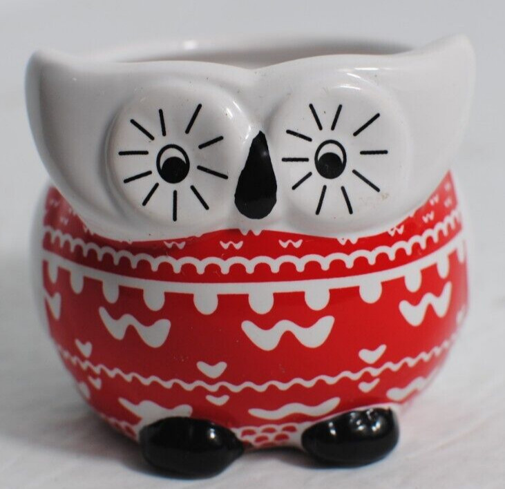 Calandiva 2″ Red White and Black Pottery Trinket Pot 1 pint 480 ml.