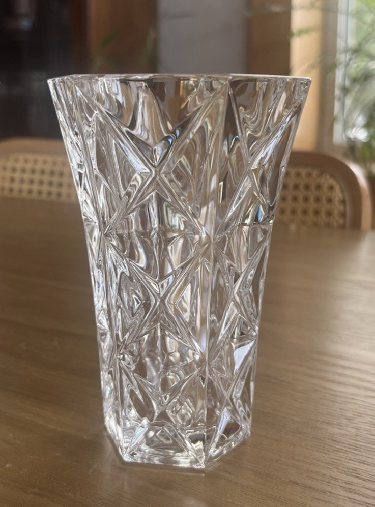 Crystal Vase Garanti Plus France 5.0″ Genuine Lead Crystal 24%pbo Star Pattern