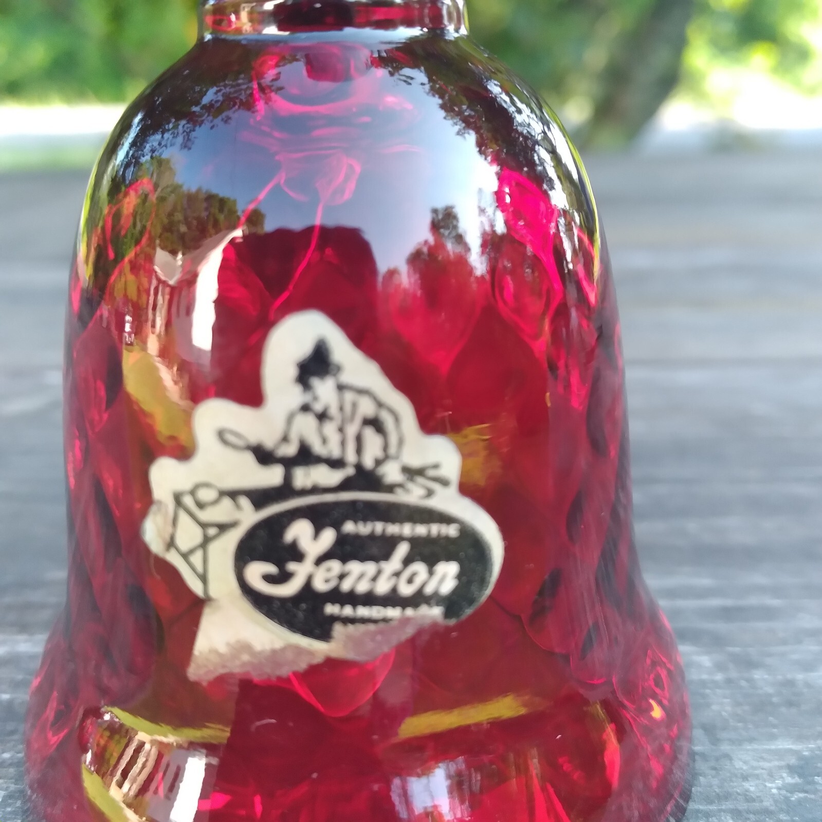 Fenton!! Red or Garnet Bell w/ Partial Sticker Approx. 4 inches In Great Shape!