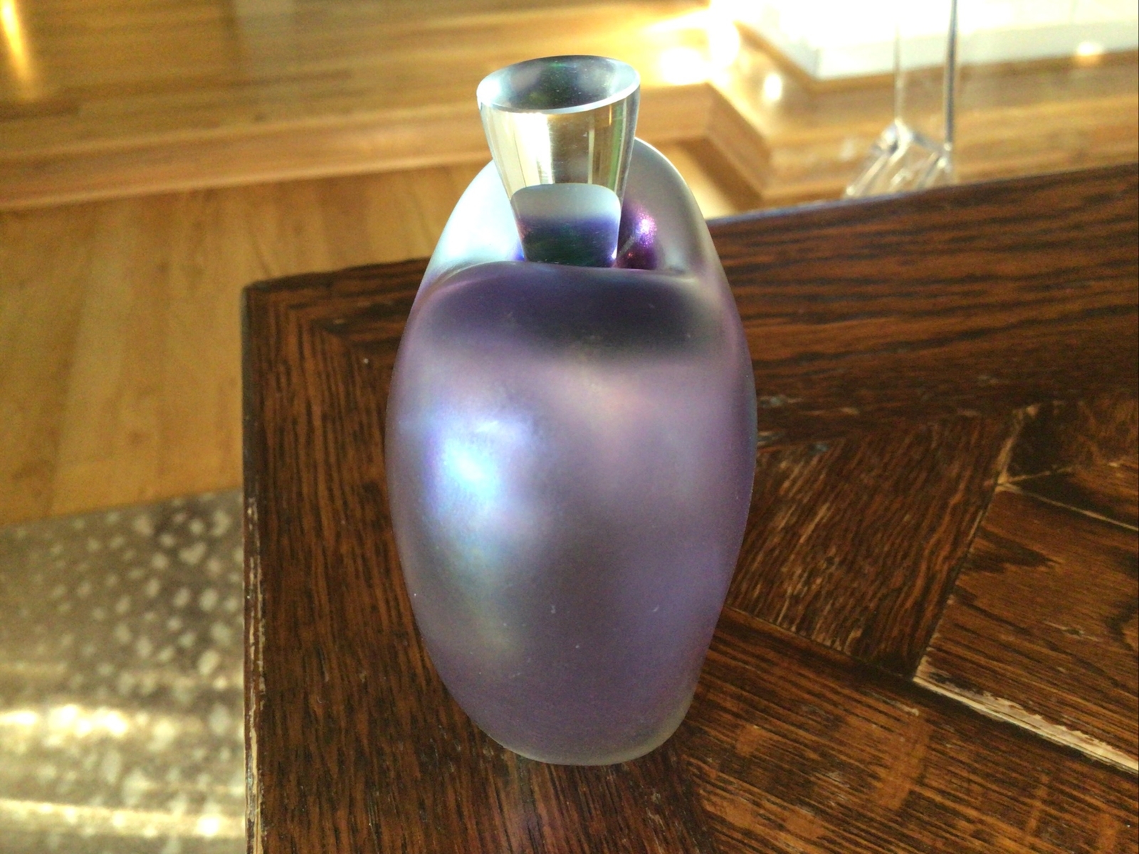 1991 ZELLIQUE Studio Art Glass Iridescent Heart PERFUME BOTTLE Joseph Morel