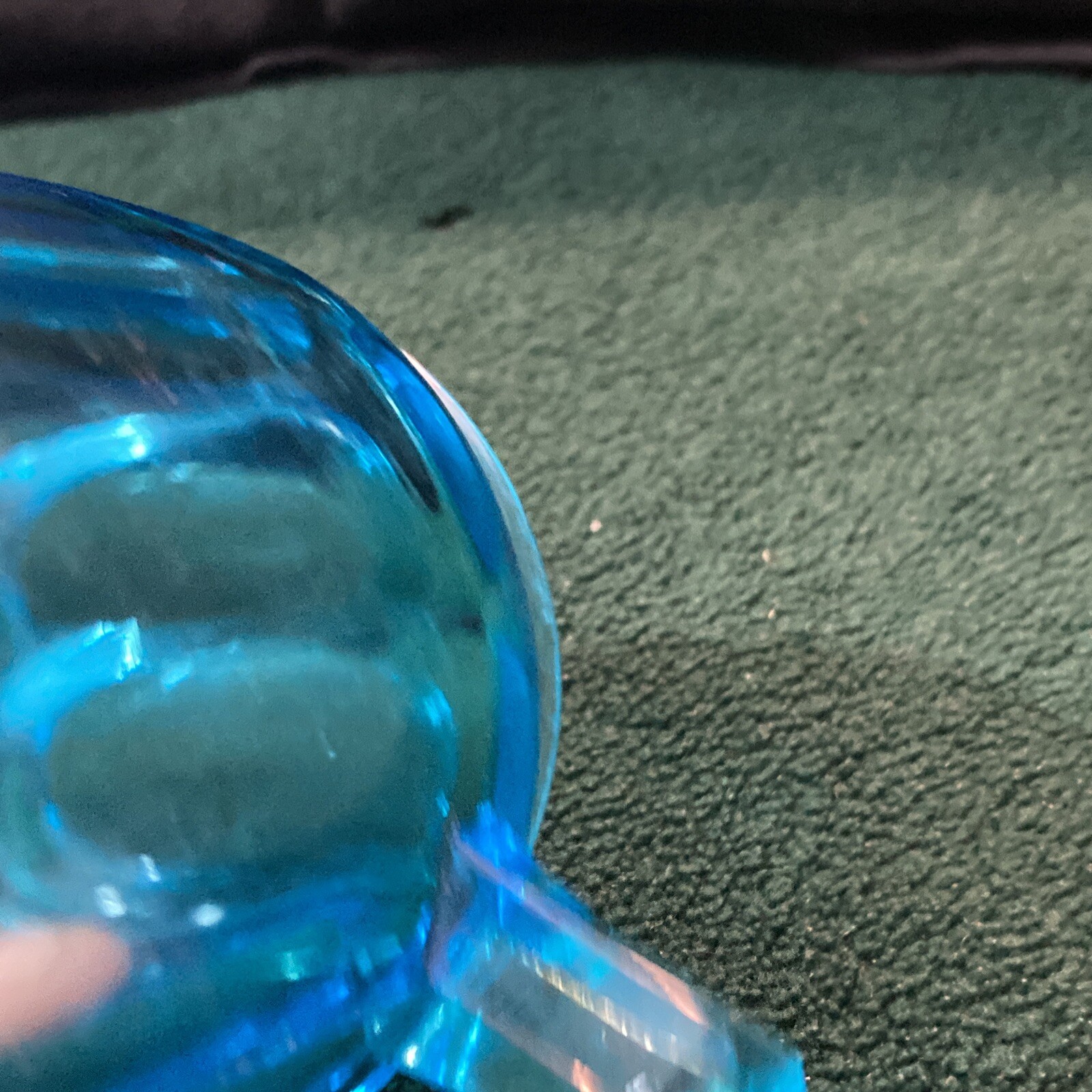 Vintage Sapphire Blue Trophy Vase Cup Double Handles Glass