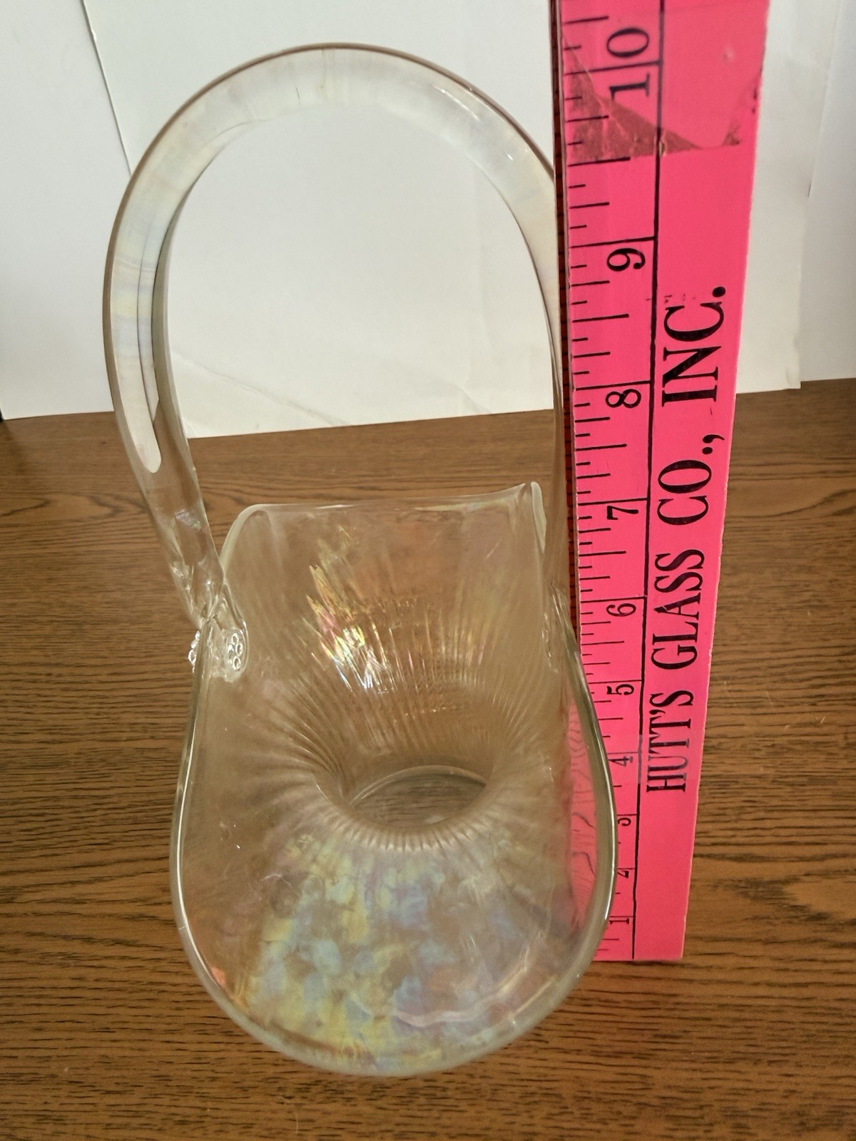 White Clear Iridescent Stretch Glass Basket