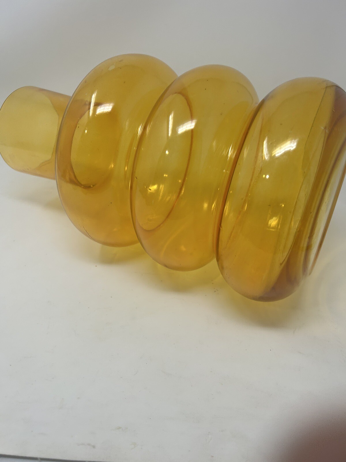 Vintage Hand Blown Possible Romanian Bubble Glass Beautiful Yellow Coated Glass