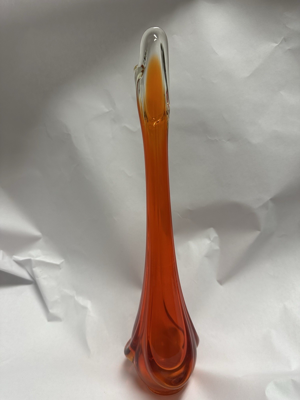 Vintage Viking Persimmon Orange Epic Drape Swung MCM Vase 14″