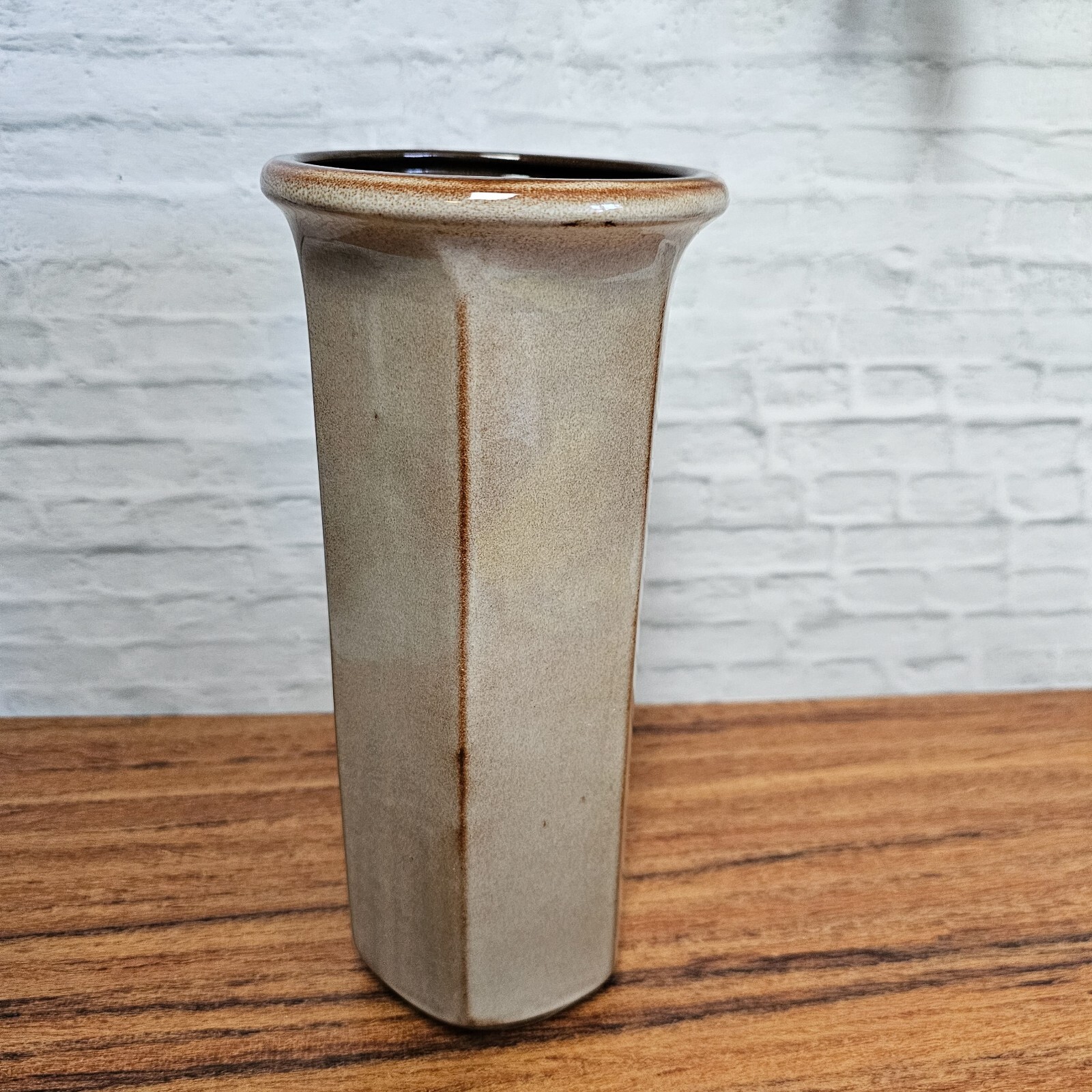 Scheurich West German Beige Neutral Hexagonal Vase 297-26 26cm Tall Keramik MCM