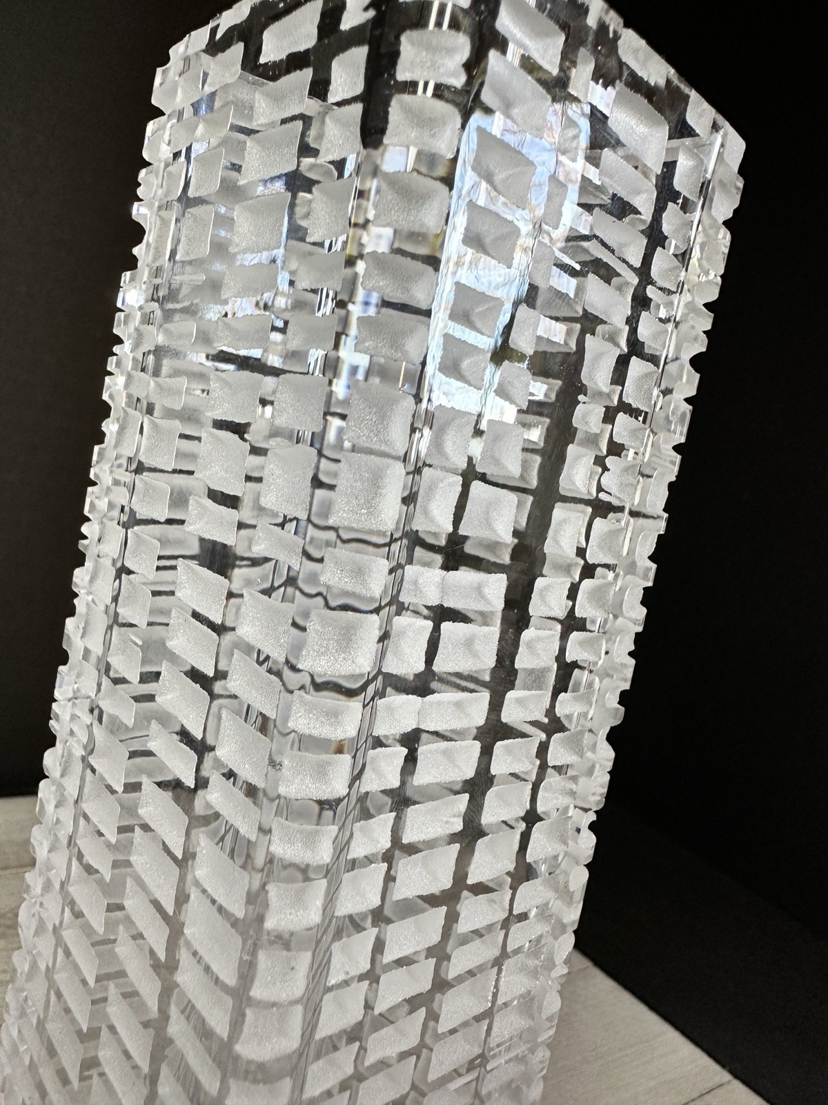 Vintage PEILL UND PUTZLER Rectangular Deep Etched Brutalist Glass Vase German