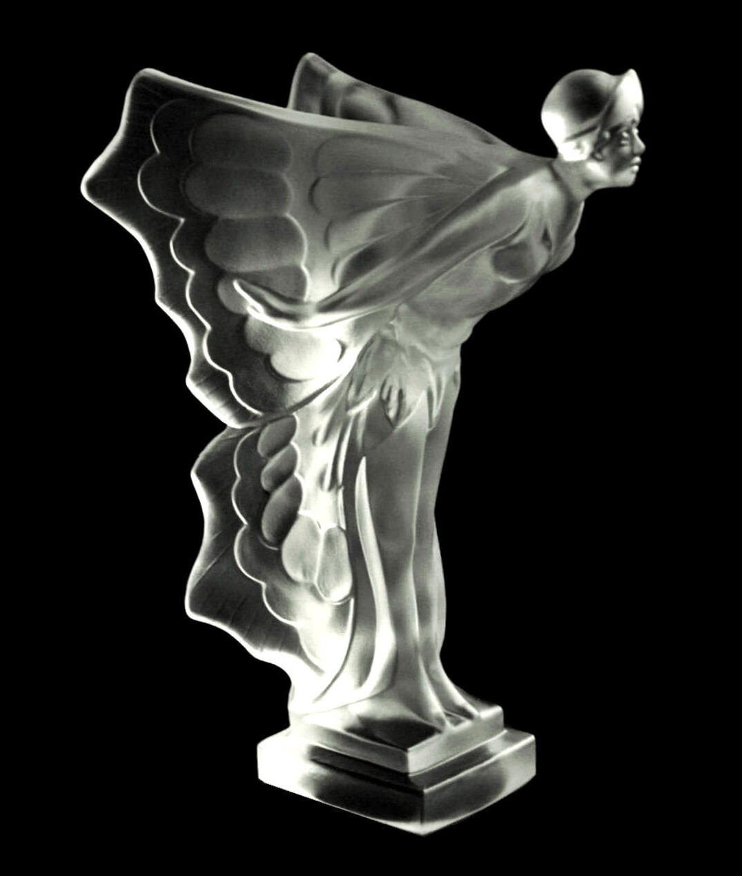 Art Deco Hood Ornament ‘ Flying Lady ‘ Glass Sculpture 1930’ H.Hoffmann
