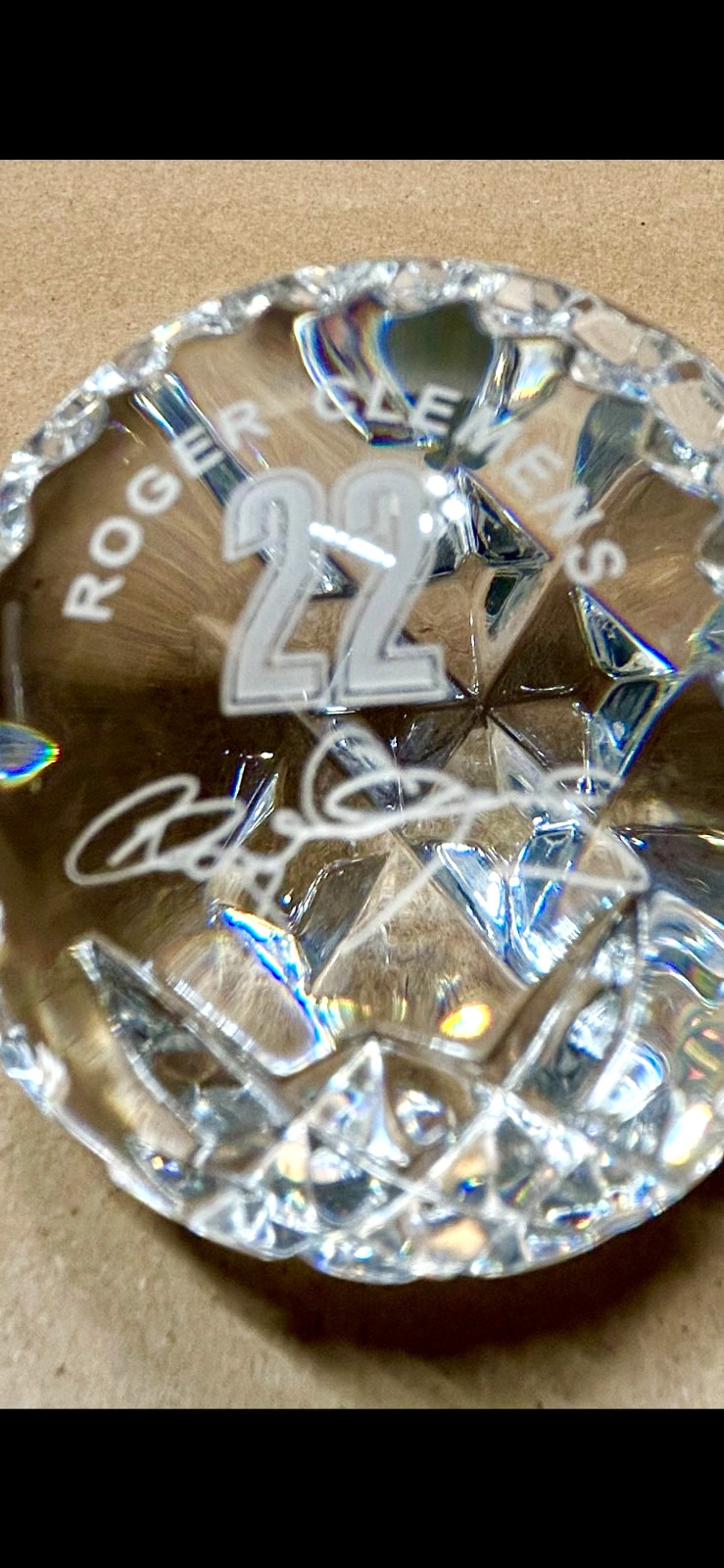 Waterford Crystal Baseball Paperweight, Roger Clemens, Houston Astros 238/2005