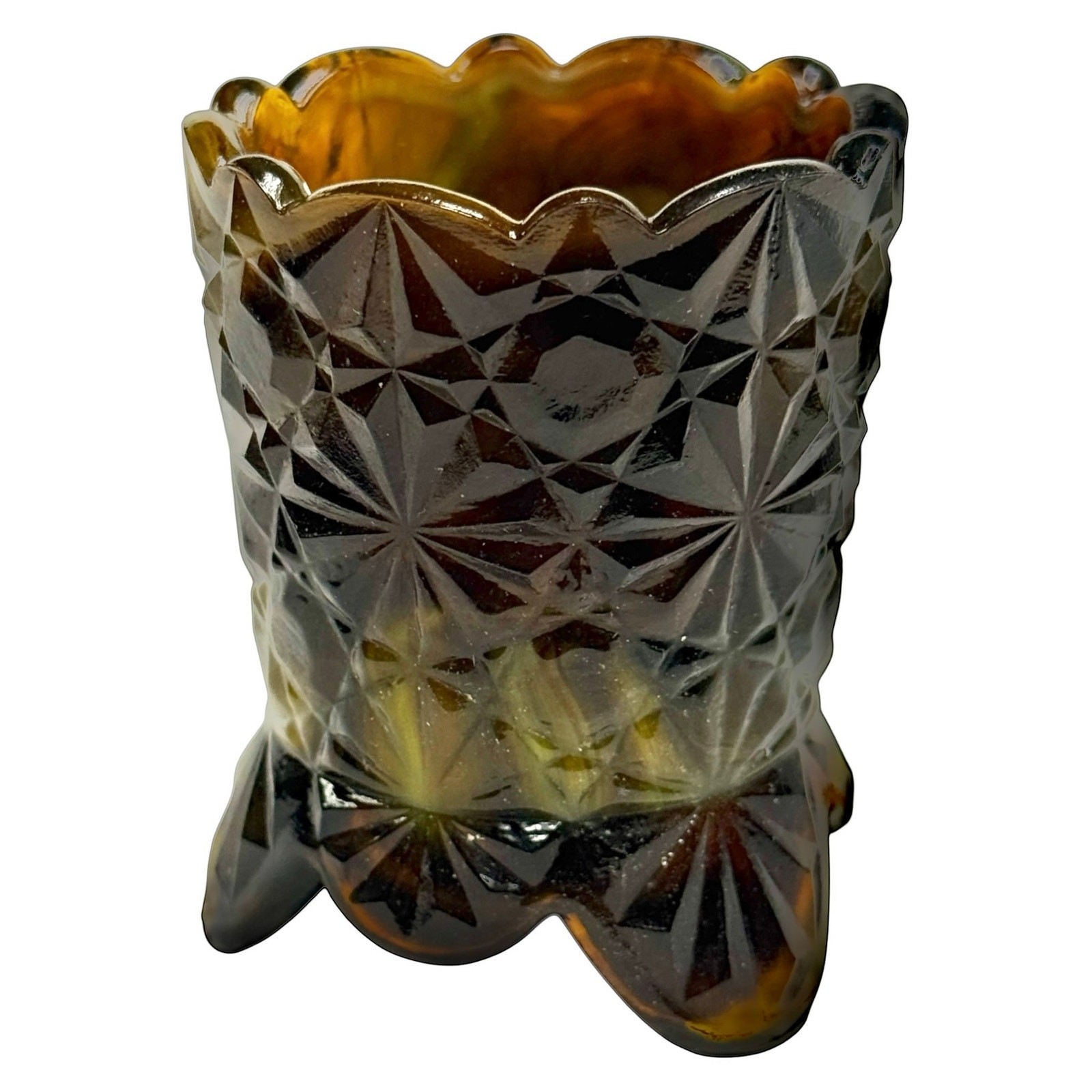 Boyd Glass Daisy Button Toothpick Holder 1999 Autumn Harvest GLOWS OOAK B1817