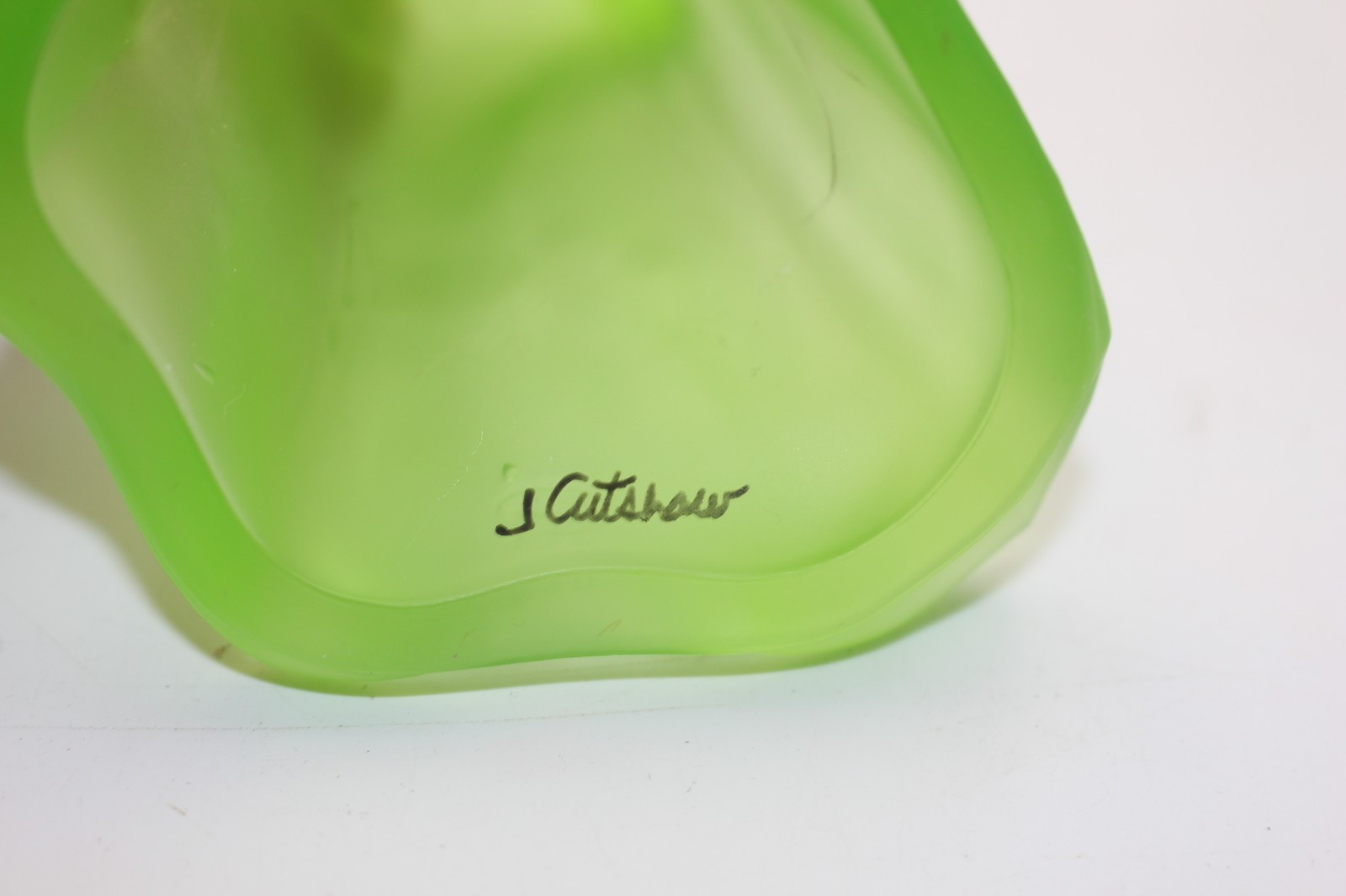Uranium Glass Fenton Ghost Glass – Hand Painted Signed by J Cutshaw