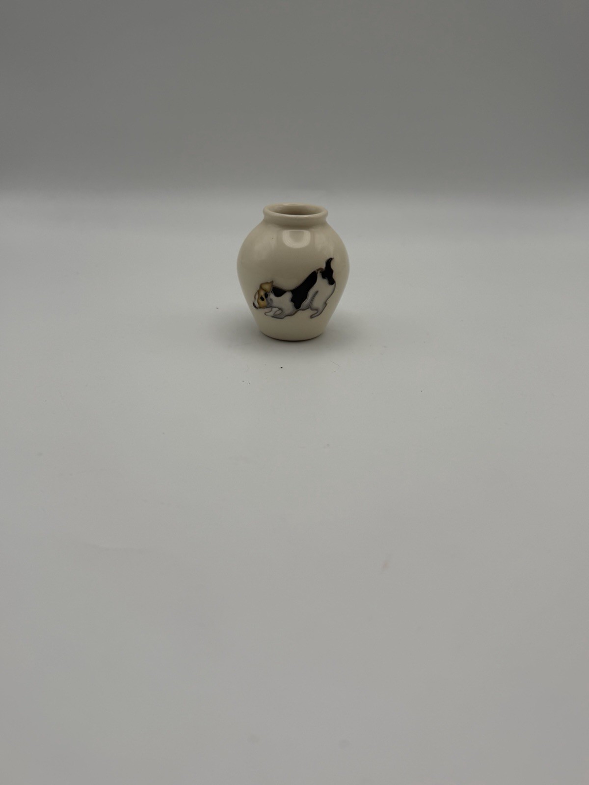 Moorcroft Jack Russell Terrier Miniature 3” Vase Tubelined England Signed