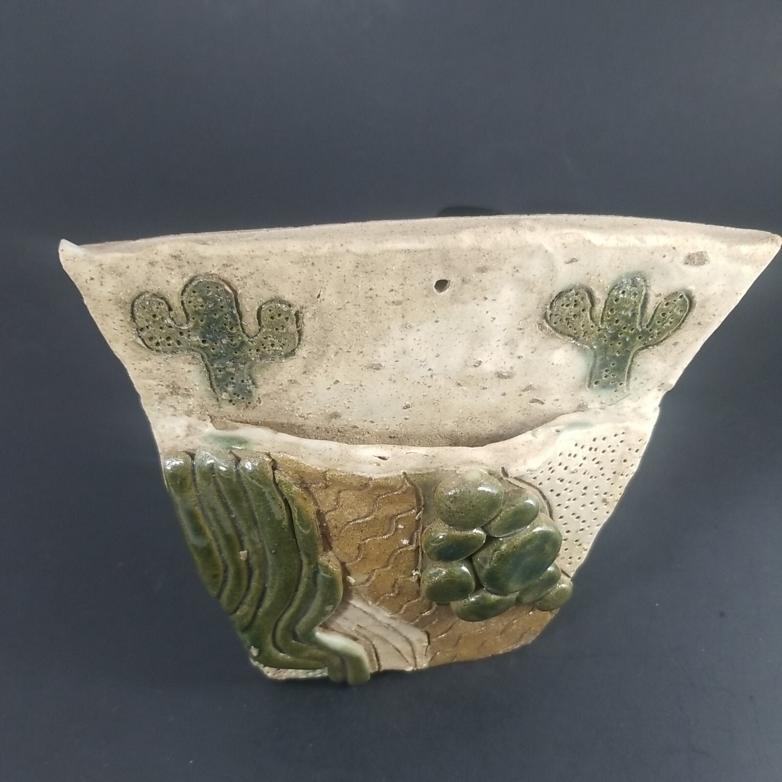 Saguaro Cactus Design 6″ Vase Wall Pocket Southwestern Handmade Clay Sculpture