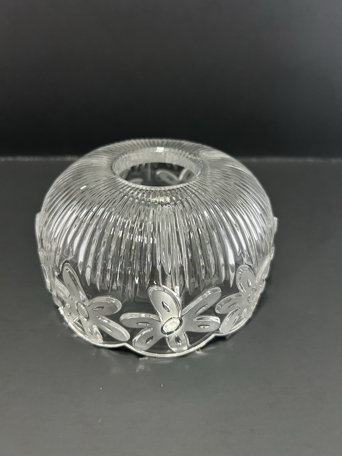 VTG Royal Limited Czech 24% Lead Crystal Daisy Fairy Lamp Pedestal Candle Holder