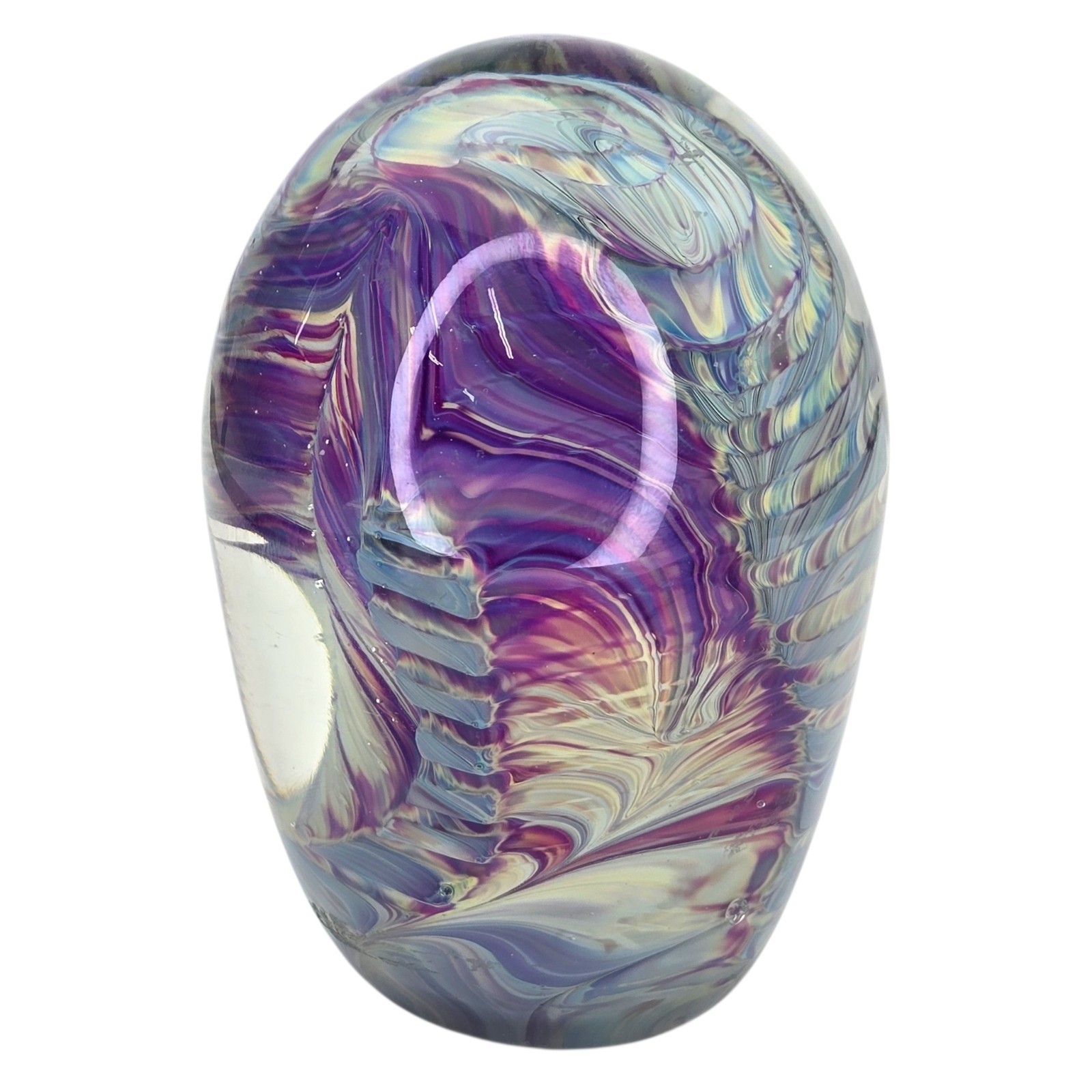 Rare Vintage Leo Ward Gary Carter Signed Terra Studios Art Glass Paperweight