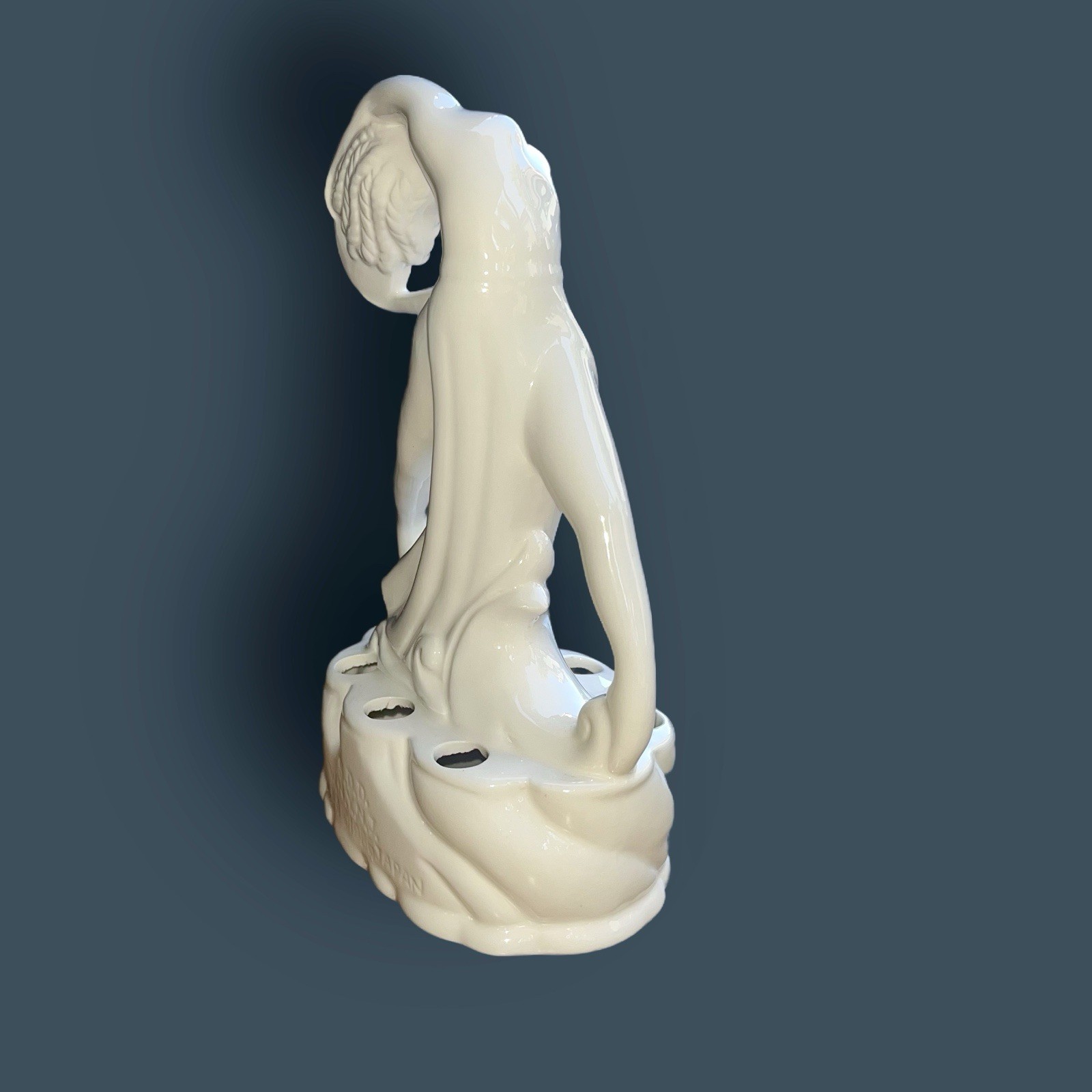 Art Deco Dancing Woman Sculpture Flower Frog White Ceramic SDD 1986