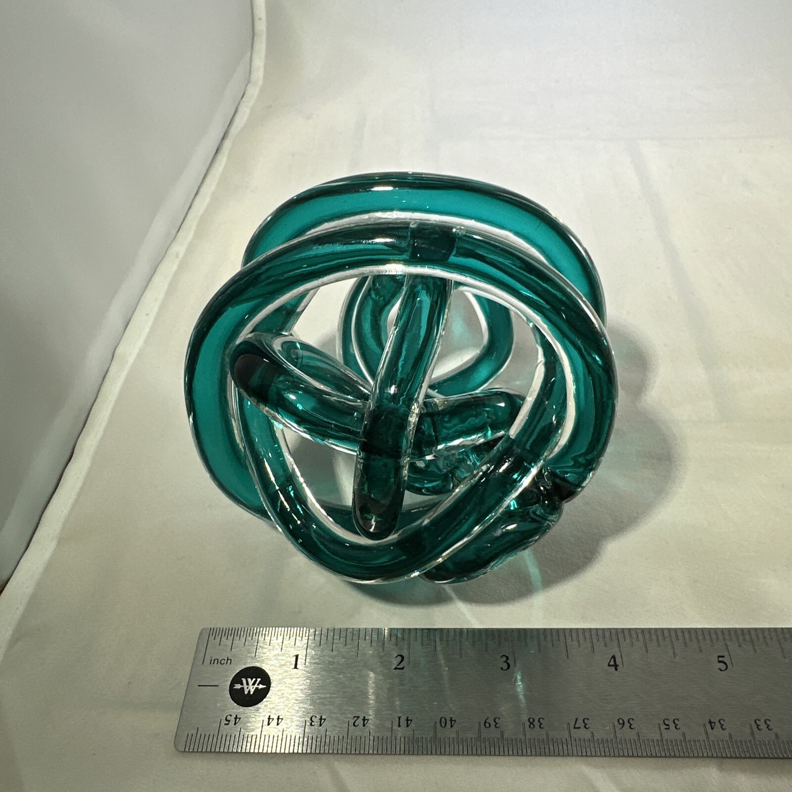 Torre & Tagus Orbit Glass Décor Ball – Abstract Teal 4 inch Diameter,