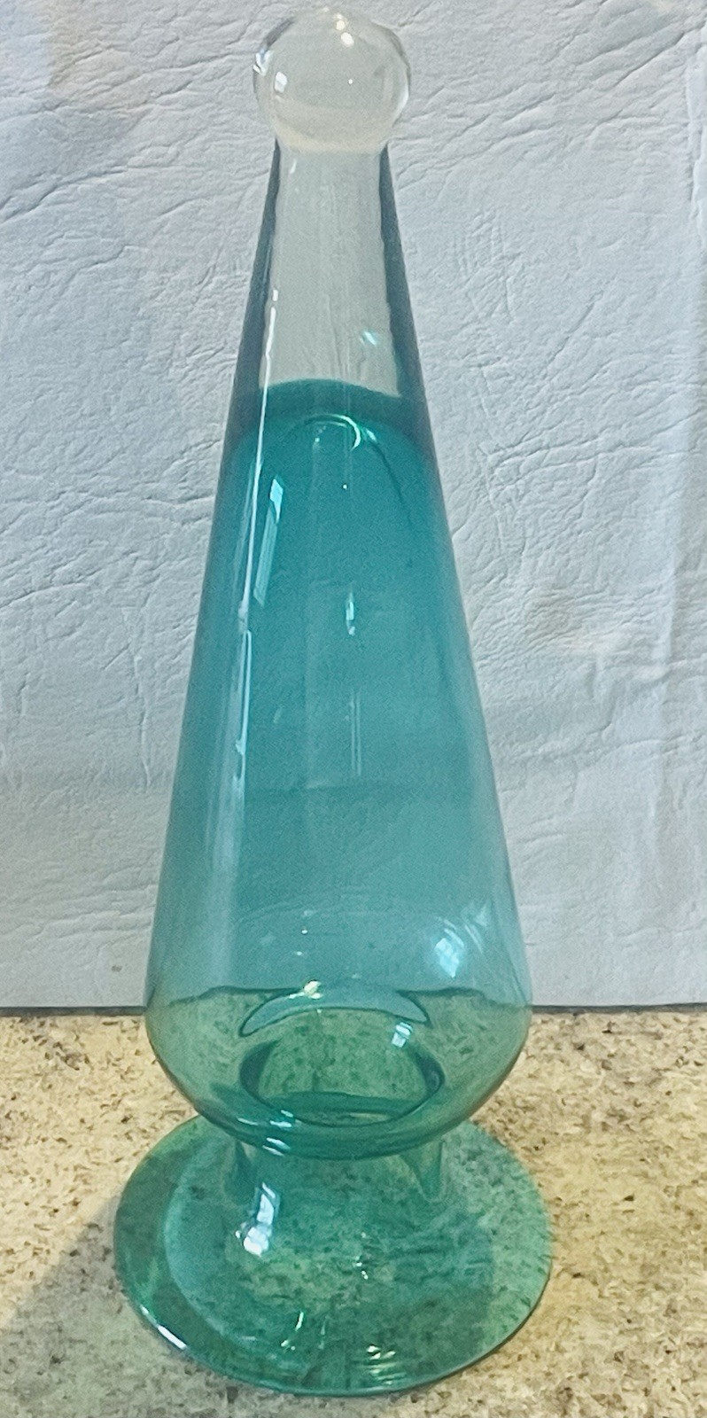 Vintage Empoli Italian Art Glass Teal Finial • 12.25” One‑Piece Tapered Teardrop