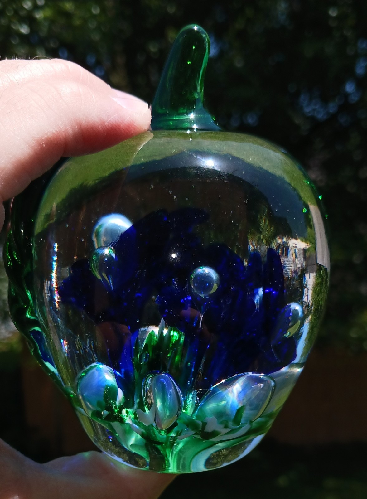 1998 Gibson Stamped Apple paperweight, blue