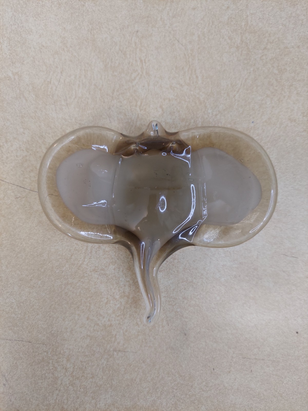 Hand Blown Art Glass MANTA STINGRAY Fish Paperweight Sculpture Black Gray Clear