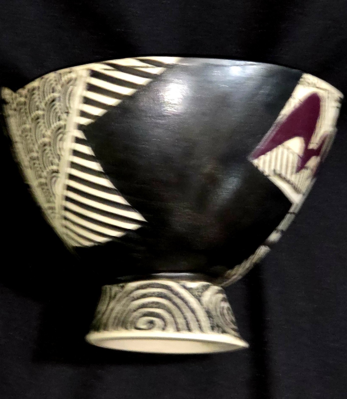 ASH Works Pottery Anne Schiesel Harris Abstract Footed Bowl