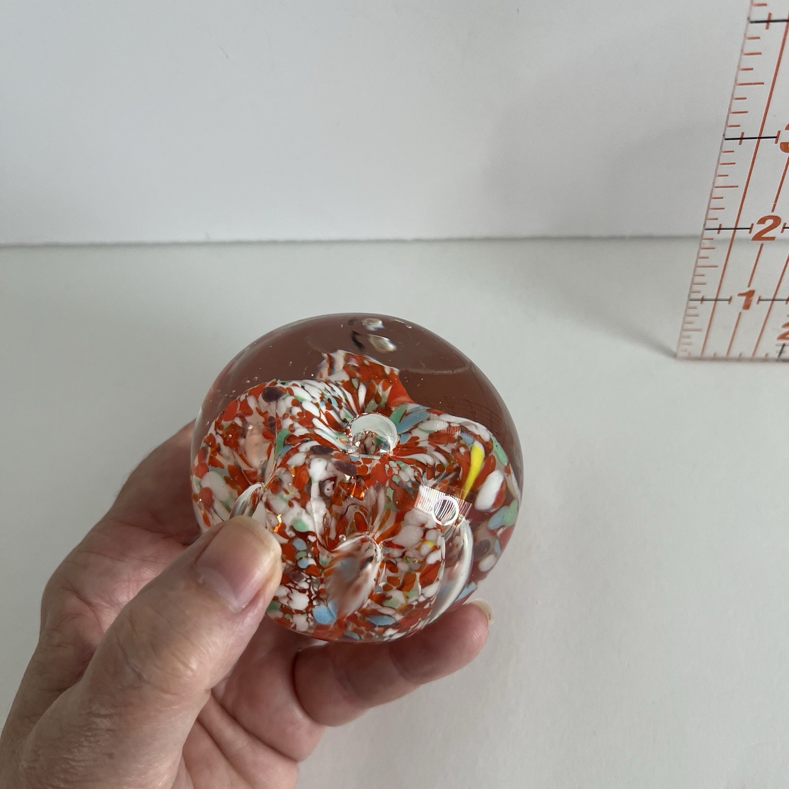 Vintage Glass Art Paperweight, Norleans Japan, Multicolor, 2” *READ*
