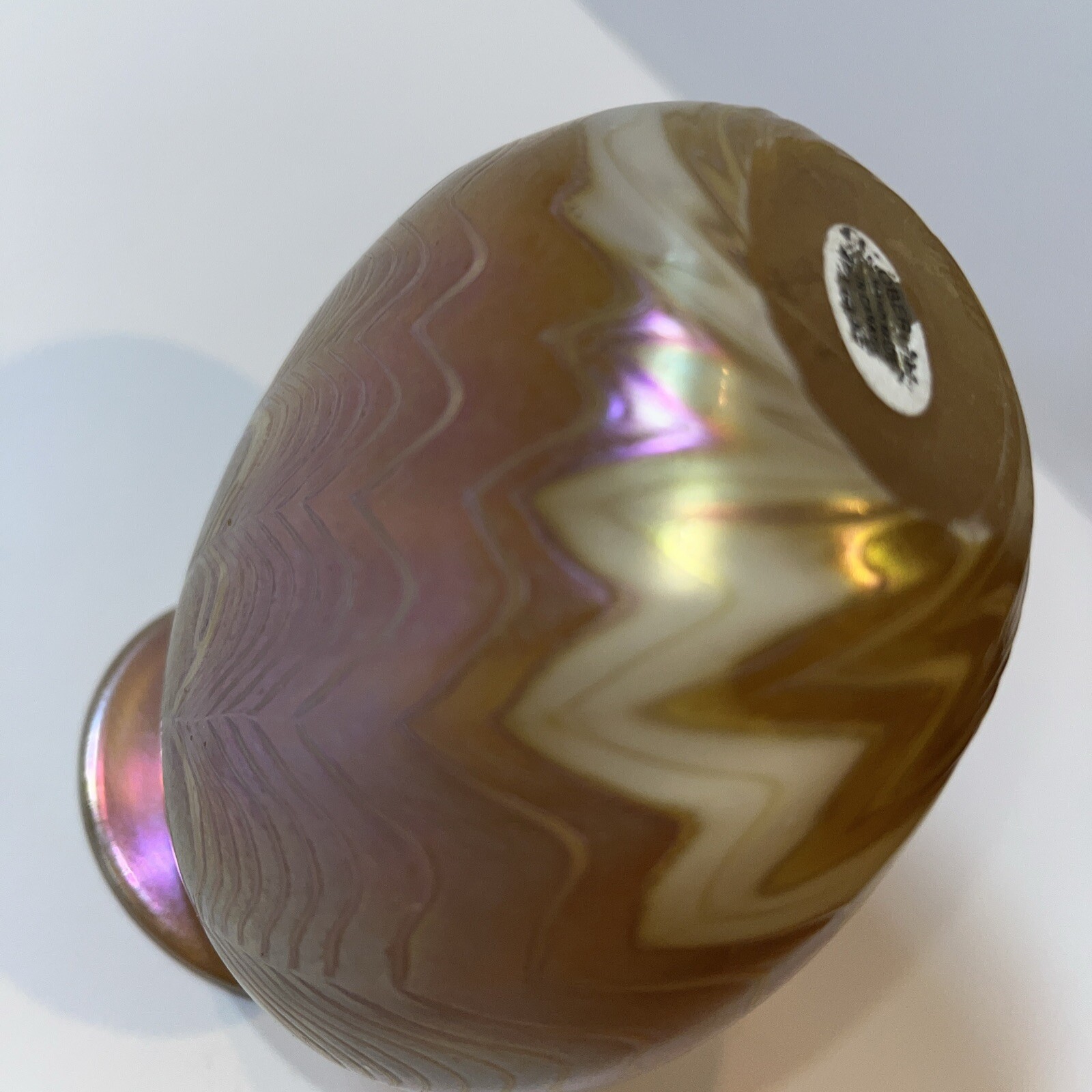 Vintage Art Glass Vase Signed Robert Held Yellow Purple Iridescent 4.5” Canada