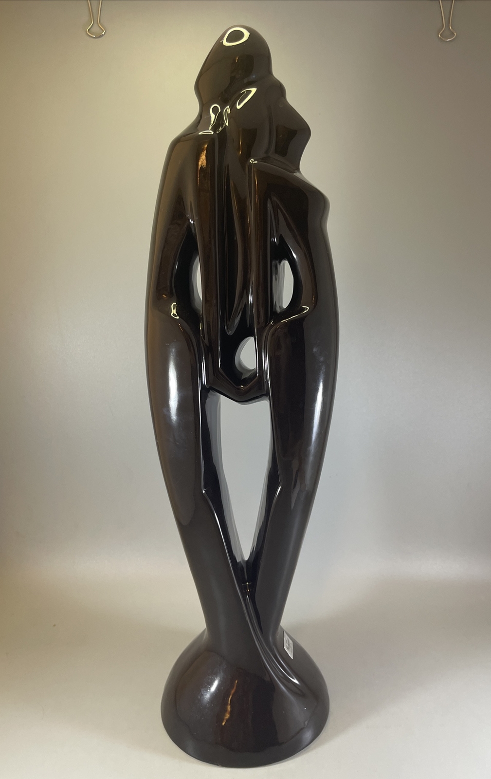 Vintage Haeger RENDEZVOUS LOVERS Statue Black Gold Swirl 20″ Tall