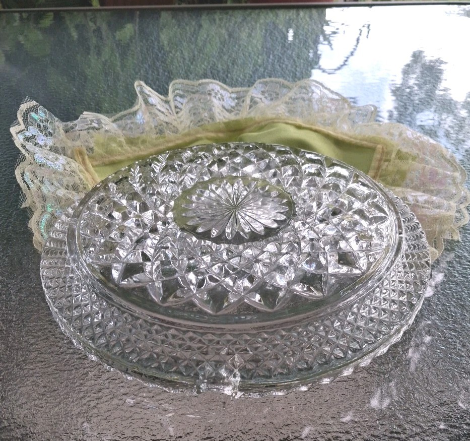 8 1/2 “ Wexford Lead Crystal Ashtray Vintage Anchor Hocking