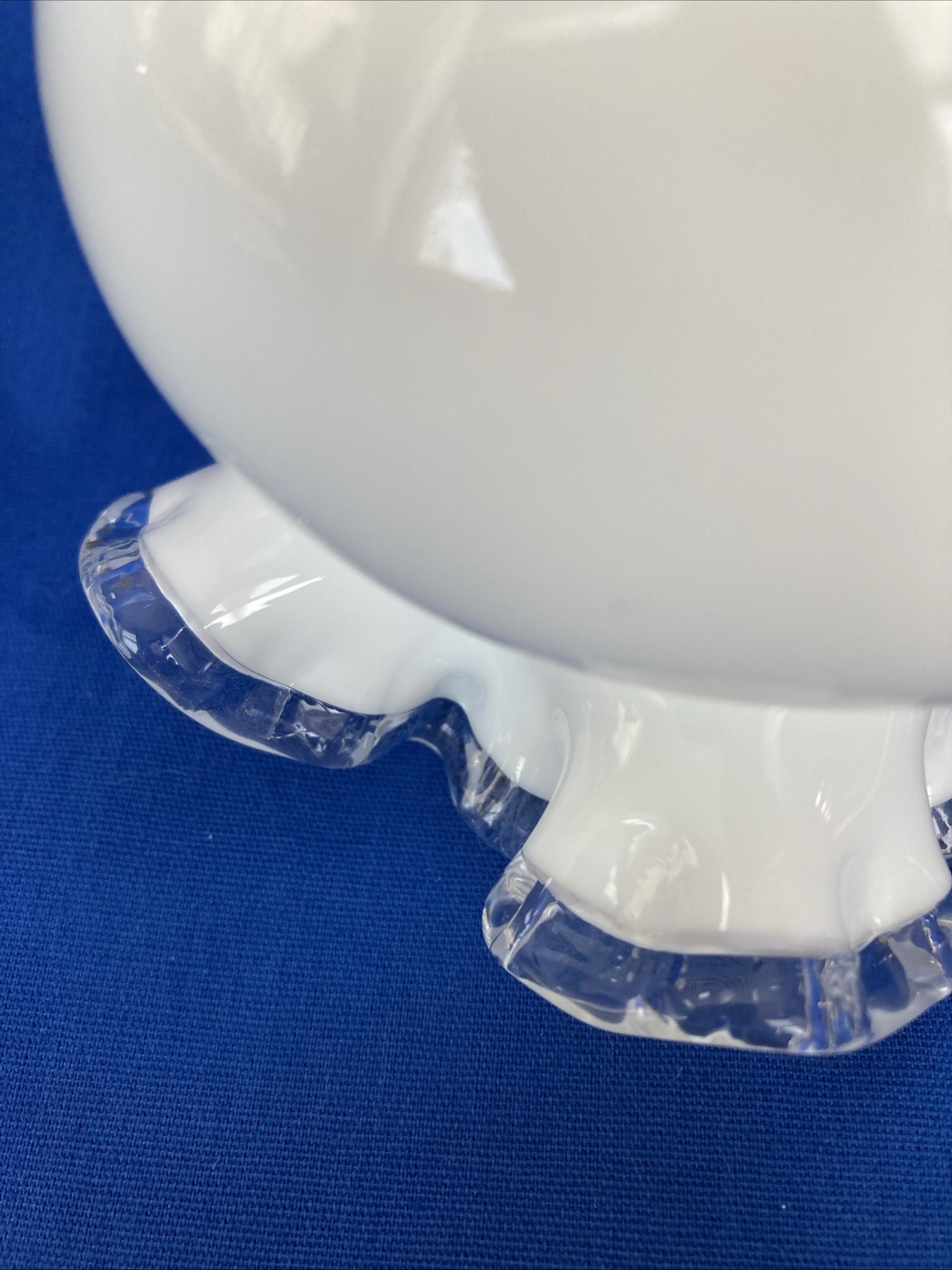 Fenton Silver Crest Ruffled Edge Vase Milk Glass Rose Bowl Vintage