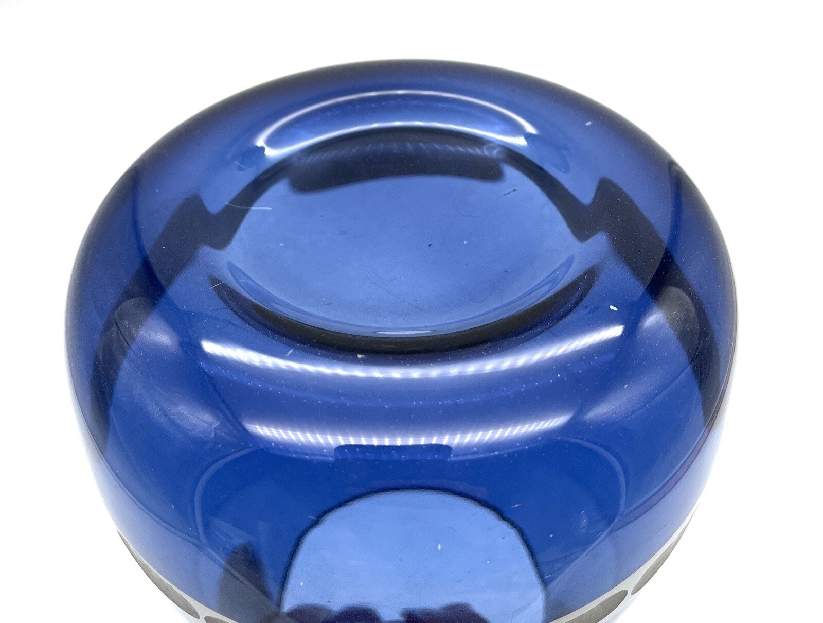 Sapphire Cobalt Tear Drop Flower Vase 6” With Decorative Silver Band