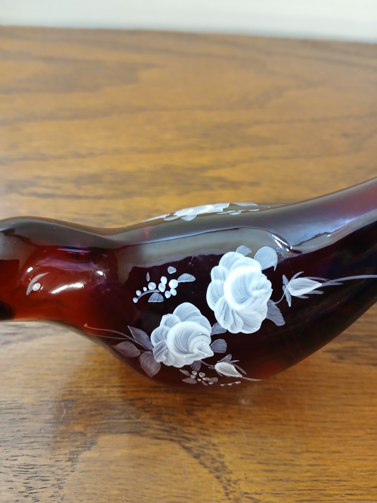 Ruby Red Bird of Happiness Hand Painted by Debi A. Fenton