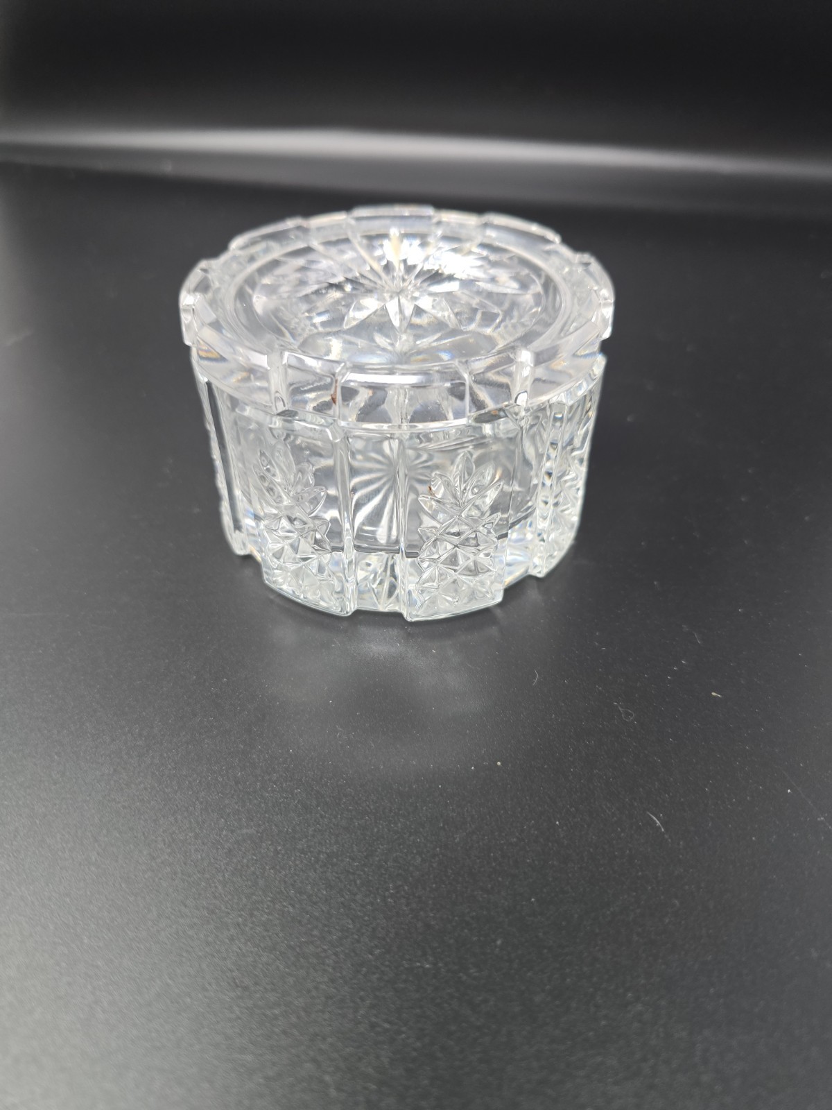 Waterford Crystal Round Lidded Trinket Box 3 1/2in