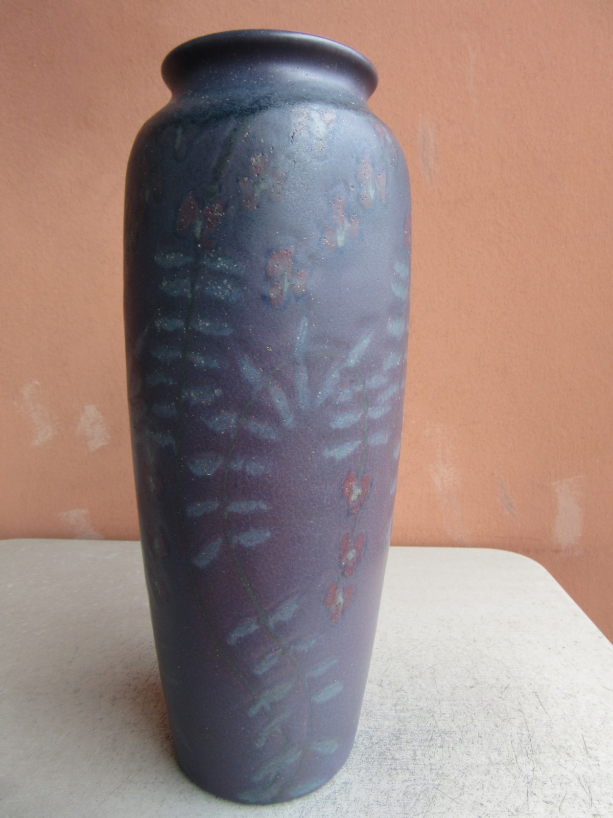 Rookwood Matte Purple 12 1/2″ Red Floral Vase 1921 Louise Abel