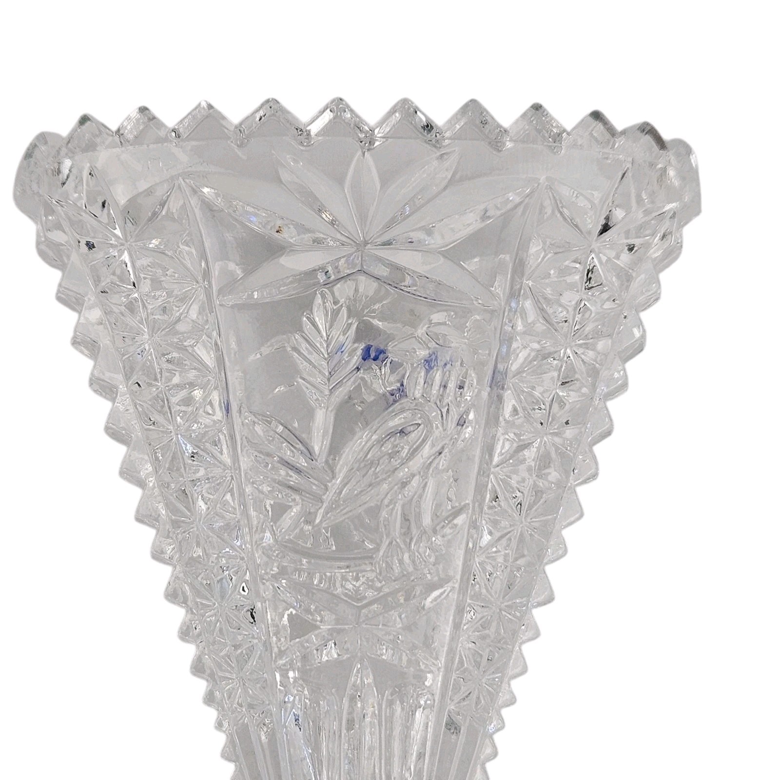 Vintage Hofbauer Byrdes Crystal Collection Small Fan Vase Bird 3.5″ West Germany