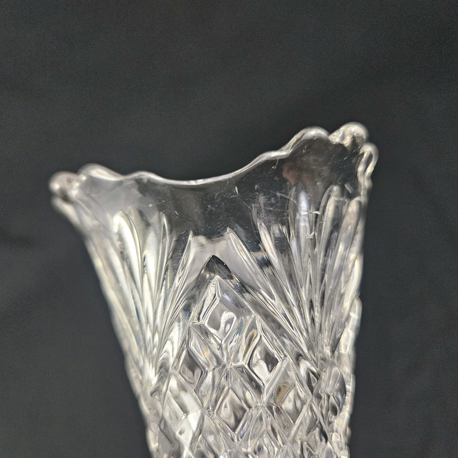 Vintage Bud Flower Vase Glass Pineapple Fan Holbrook Propagator US Glass Co