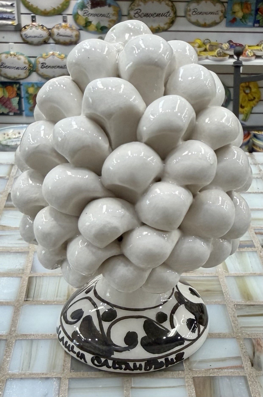 Caltagirone Sicily 4,1/2’’ Pine Cone Made And Painted by Hand in Italy