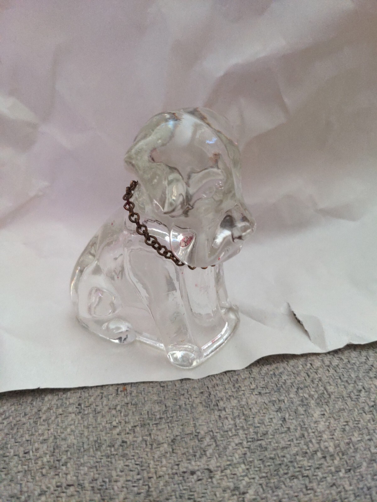 Federal Glass Dog With Chain Candy Container 1940’s