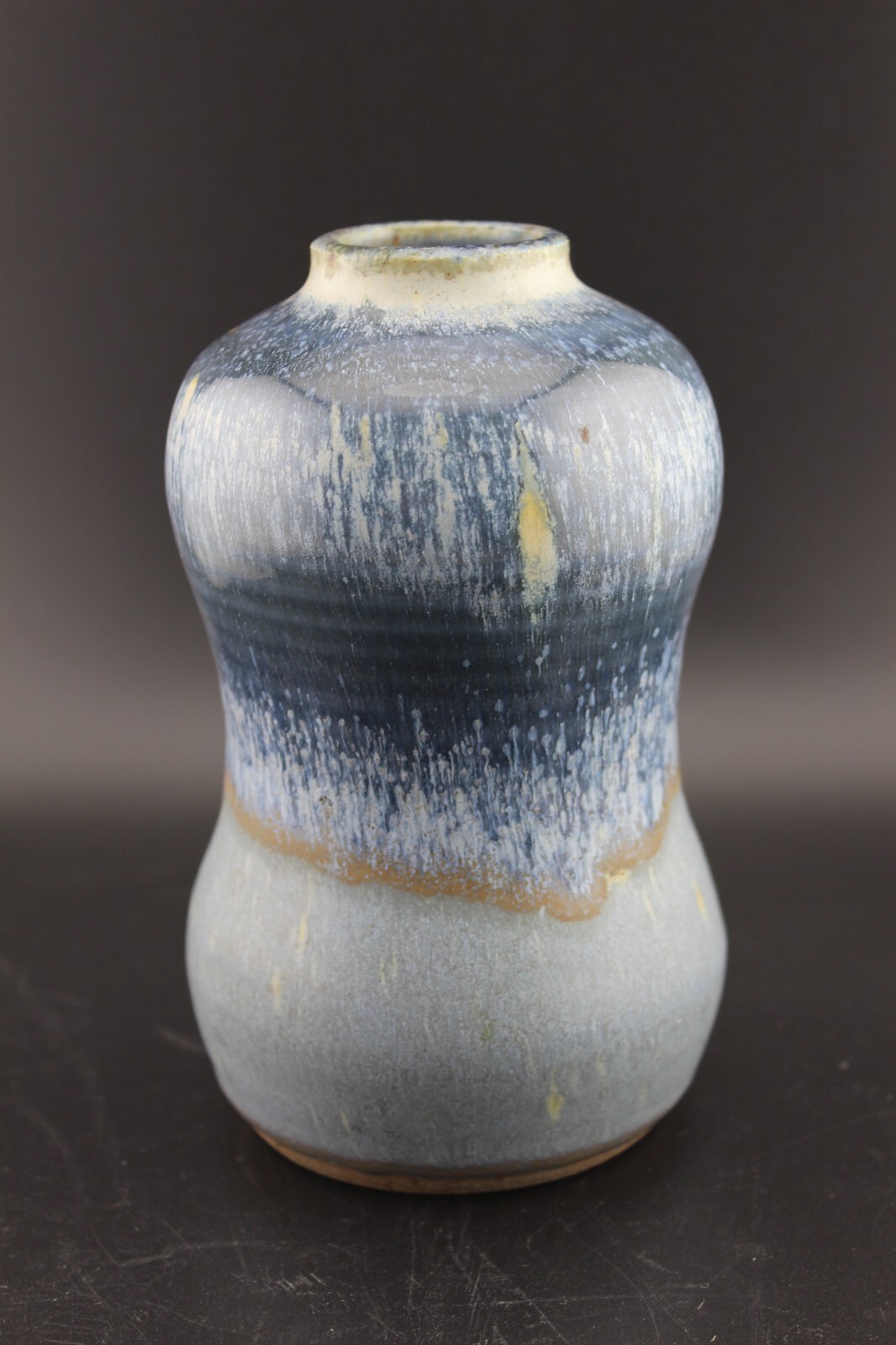 Roycroft Renaissance Art Pottery Vase by Diane Urbanski blue glaze curvy 1992