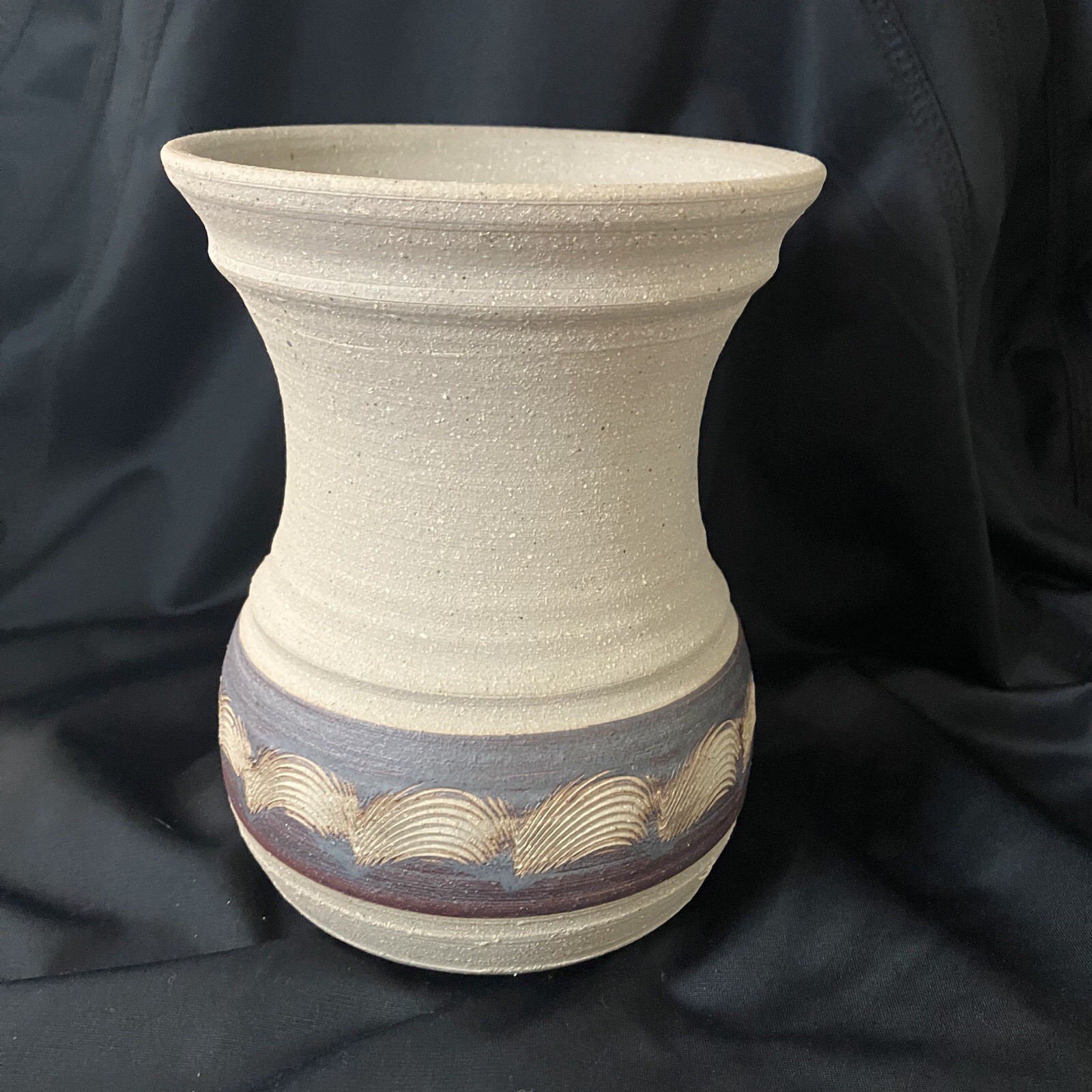 Vintage Hand Thrown Studio Art Stoneware Vase Signed by Artist 6.5” Tall Rustic