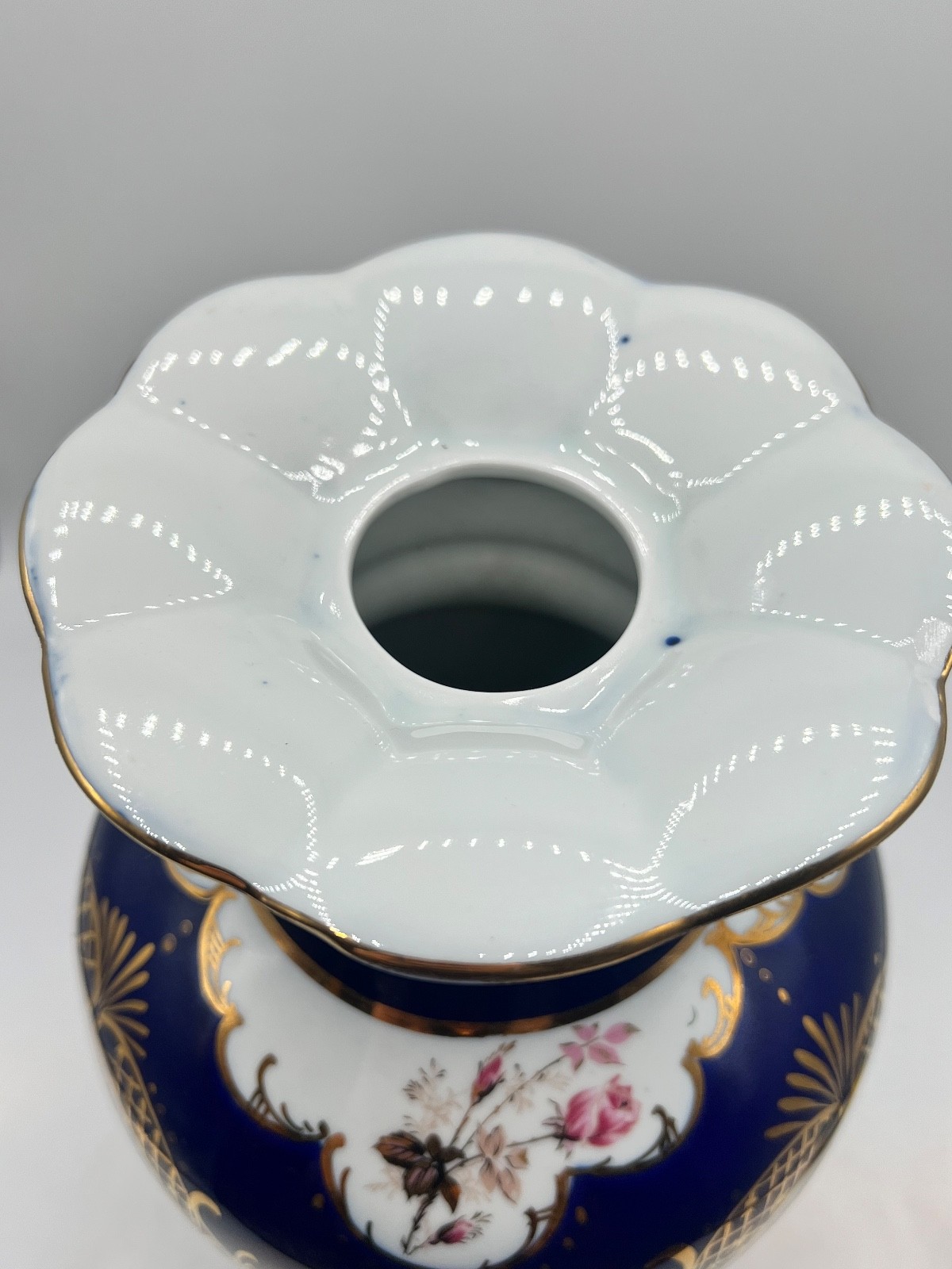 Fine Egyption porcelain vase with cobalt blue,gold,gilt, and pastoral scenes