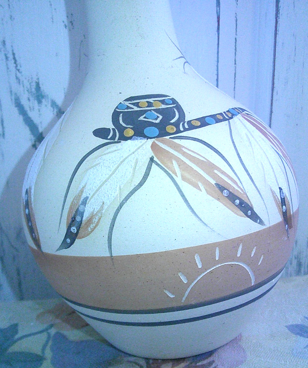 Vintage Betty Selby Art Pottery Vase Southwest Native American HANDPAINTED #362